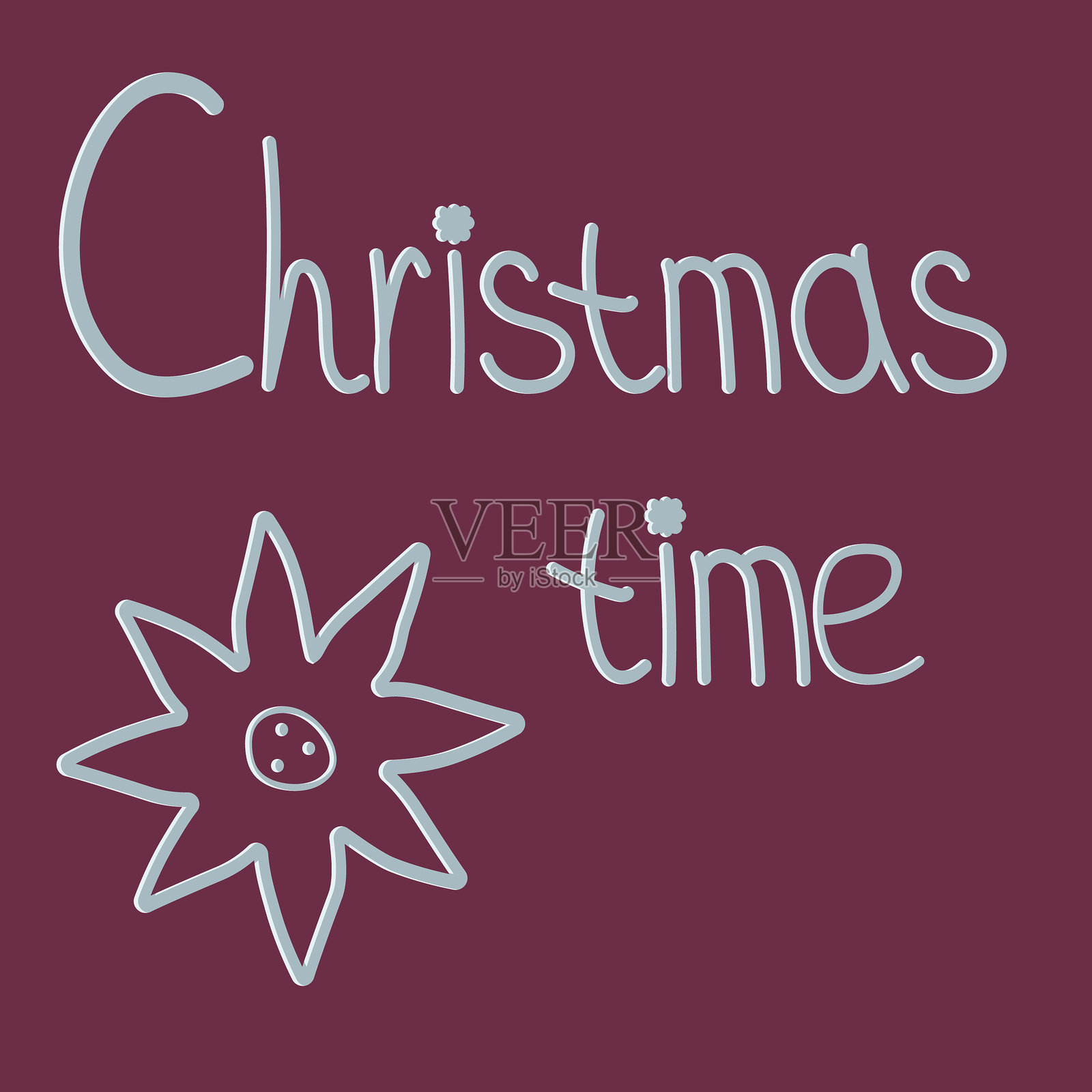 红色圣诞卡片上装饰着圣诞花插画图片素材