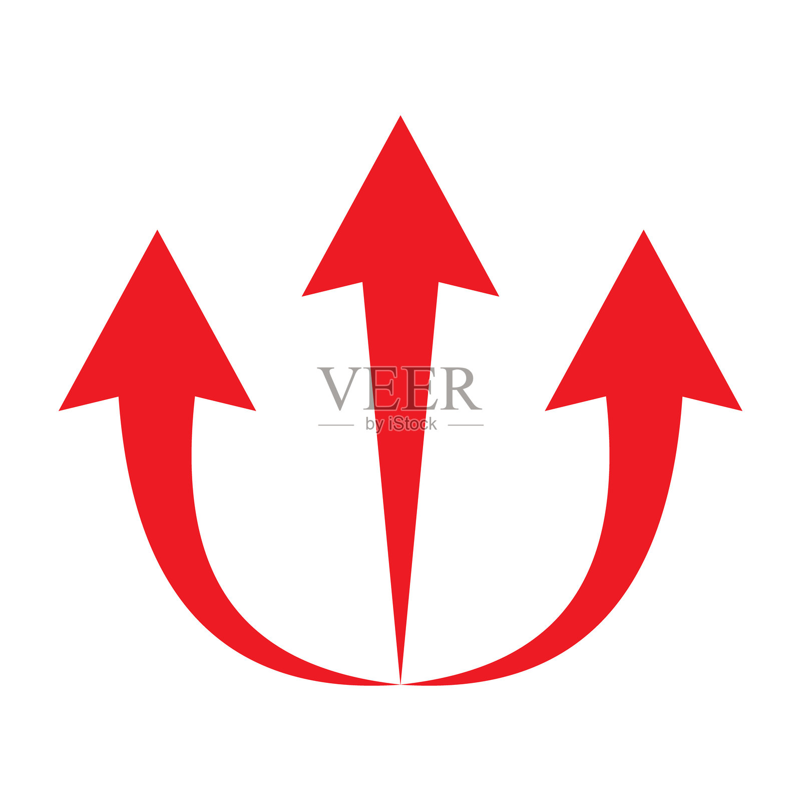 三个向上的红色箭头图标。上传符号。升级标志。增长符号。创意项目启动，商业进步，突破标志。插画图片素材