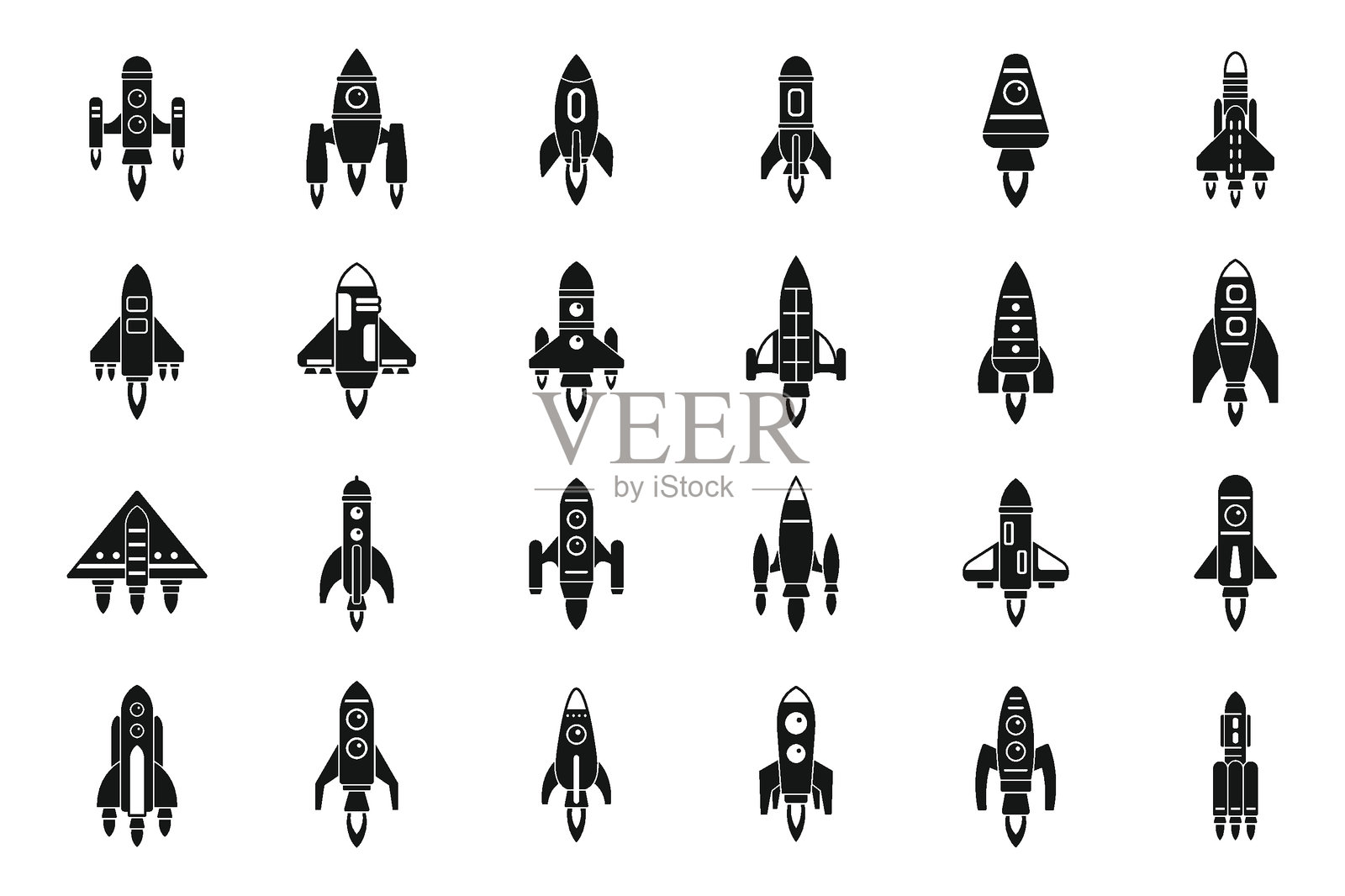 宇宙飞船图标集简单矢量。快速速度插画图片素材