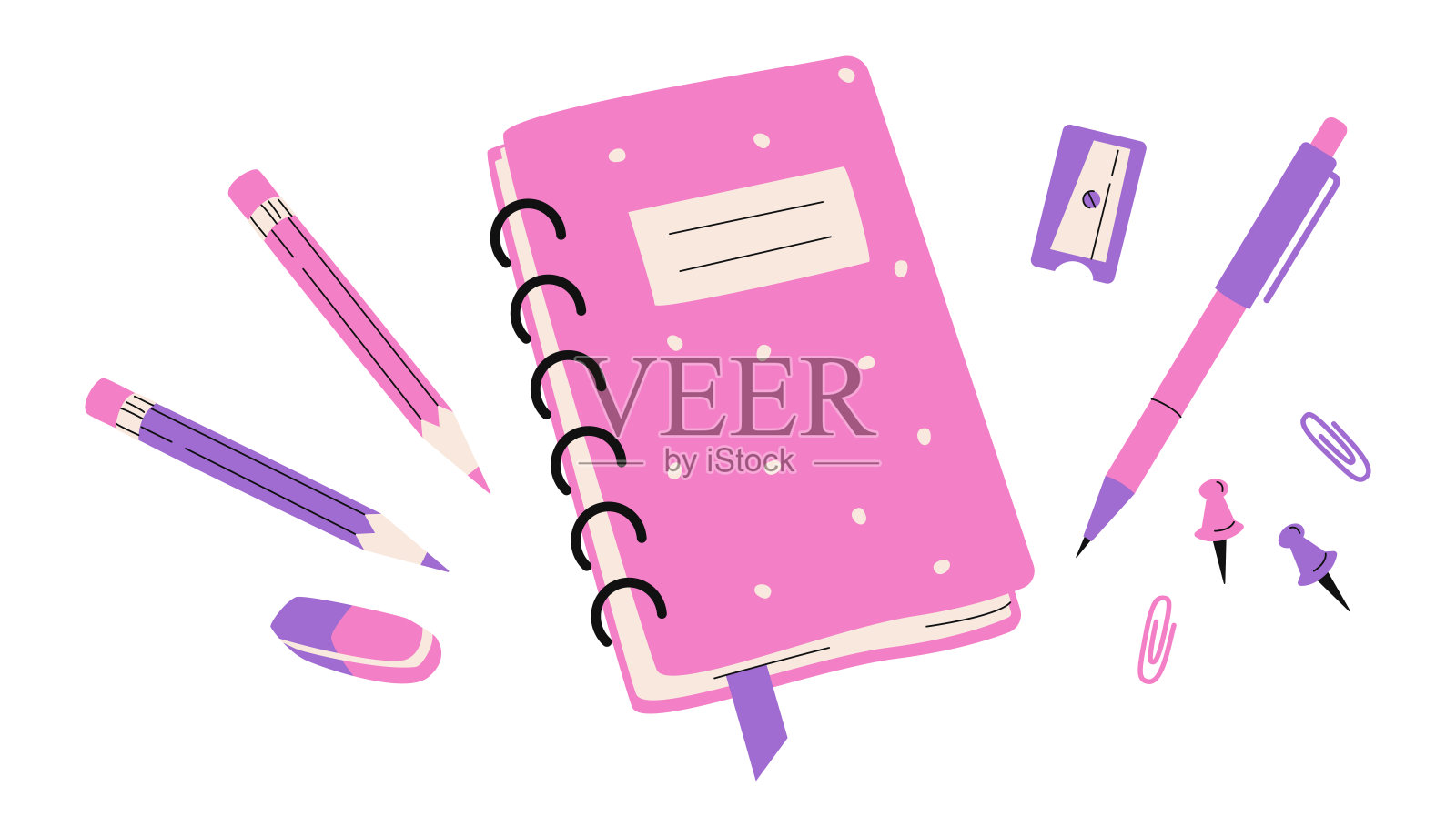 文具、办公室、学习工具、用品插画图片素材