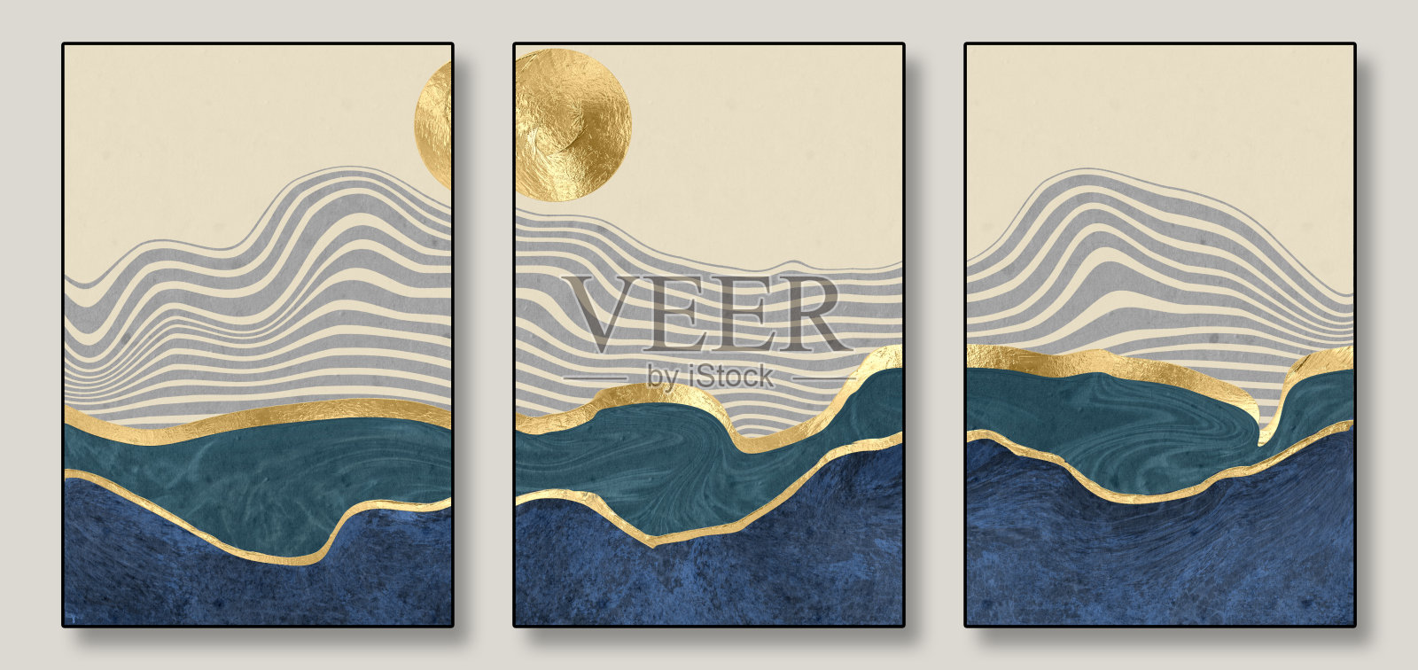 具有动态线条和柔和色彩的抽象艺术作品，创造出和谐而现代的构图，完美适用于当代室内设计和艺术项目。插画图片素材