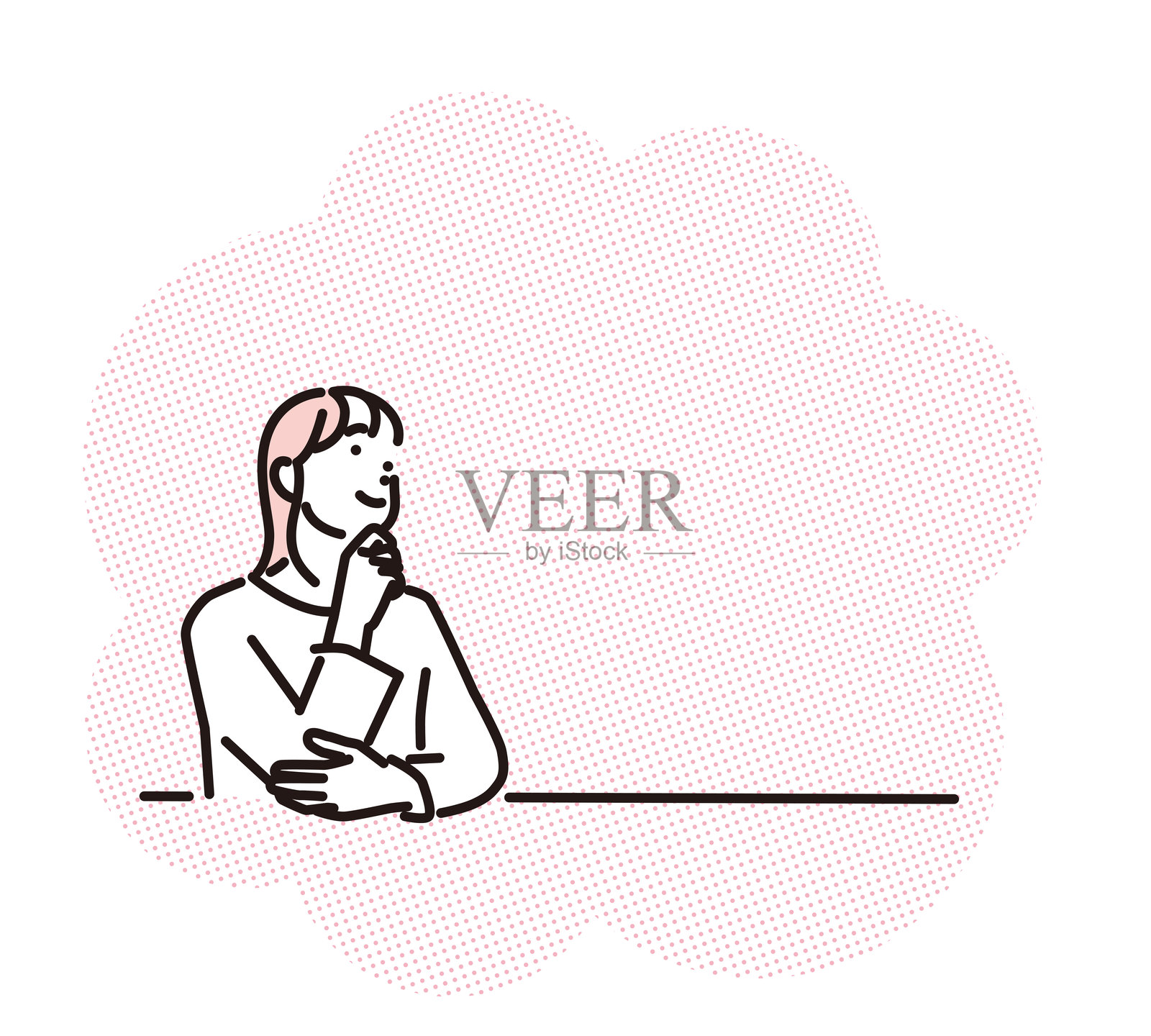 微笑着仰望的年轻女性插图插画图片素材