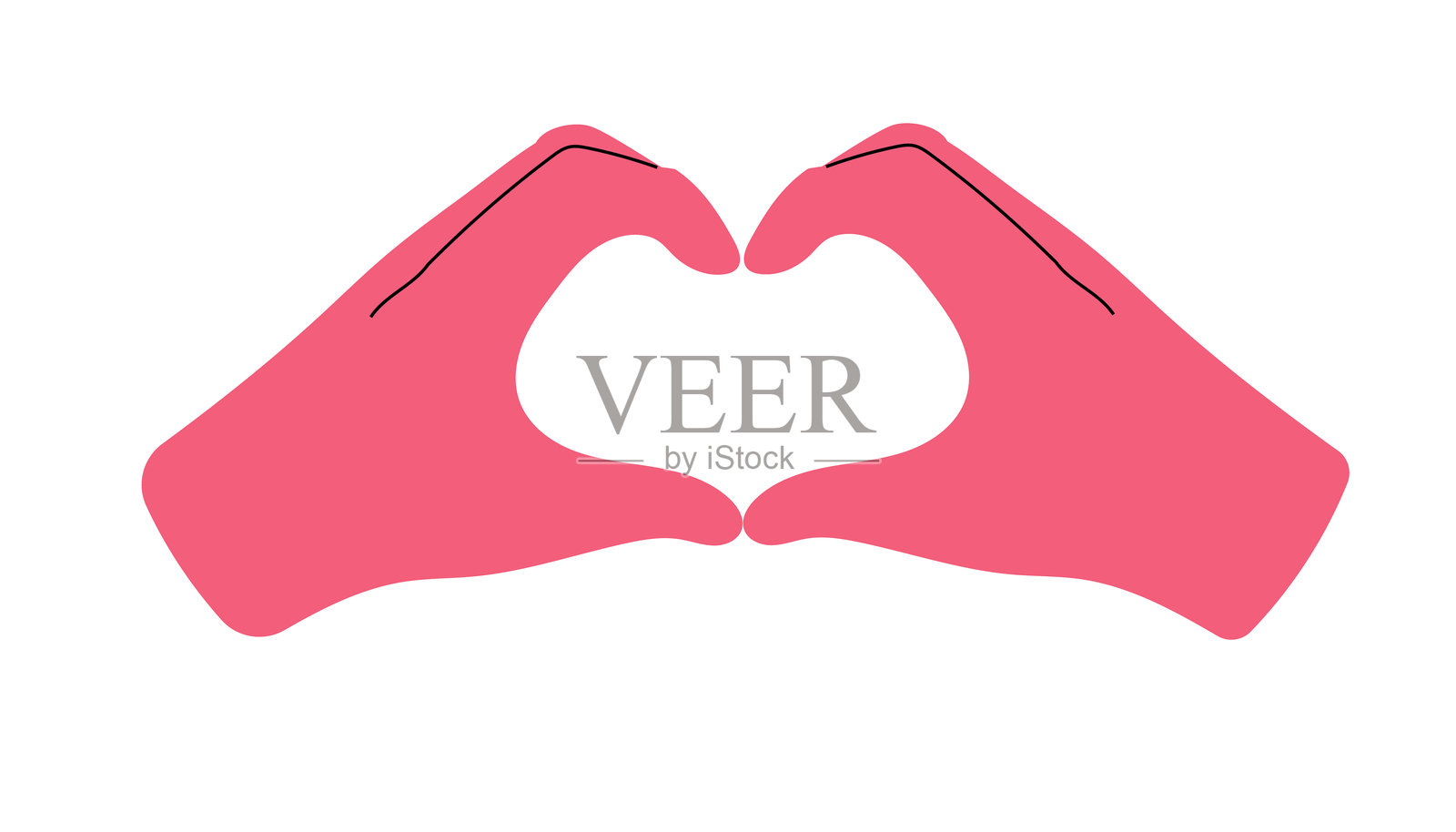 两只手指形成心形插画图片素材