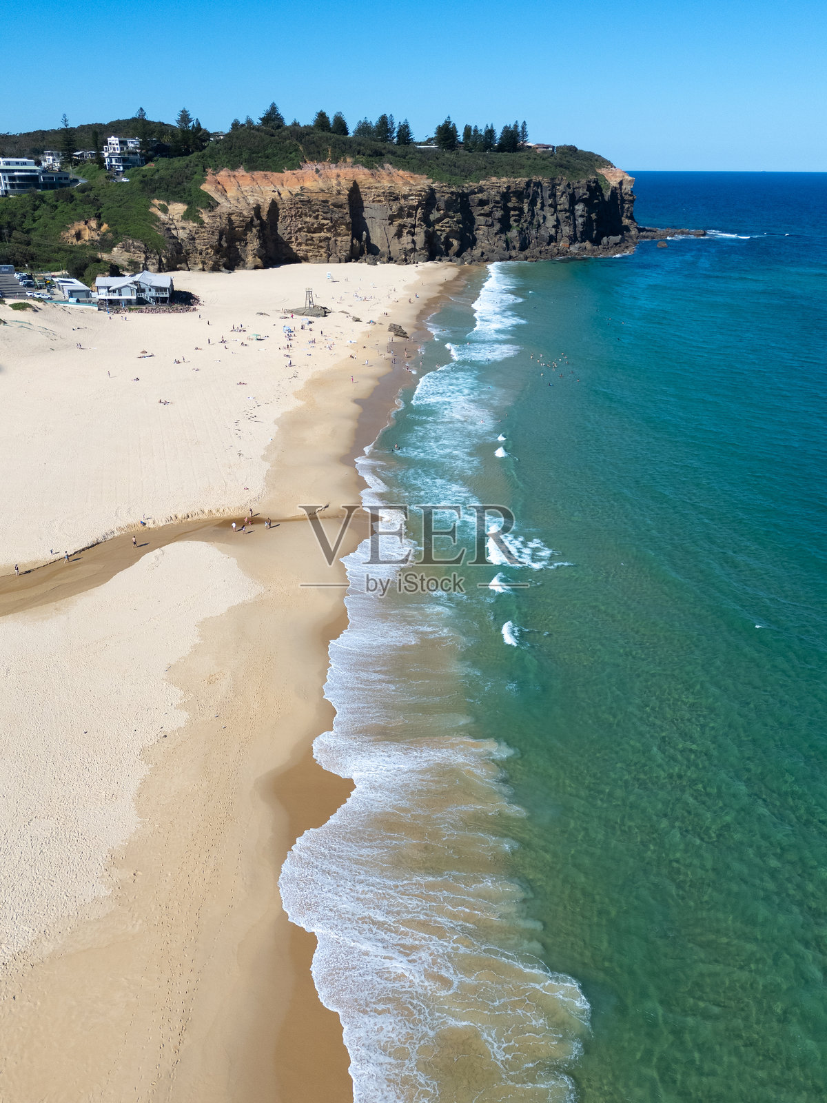 红头发海滩 - 空中视角照片摄影图片