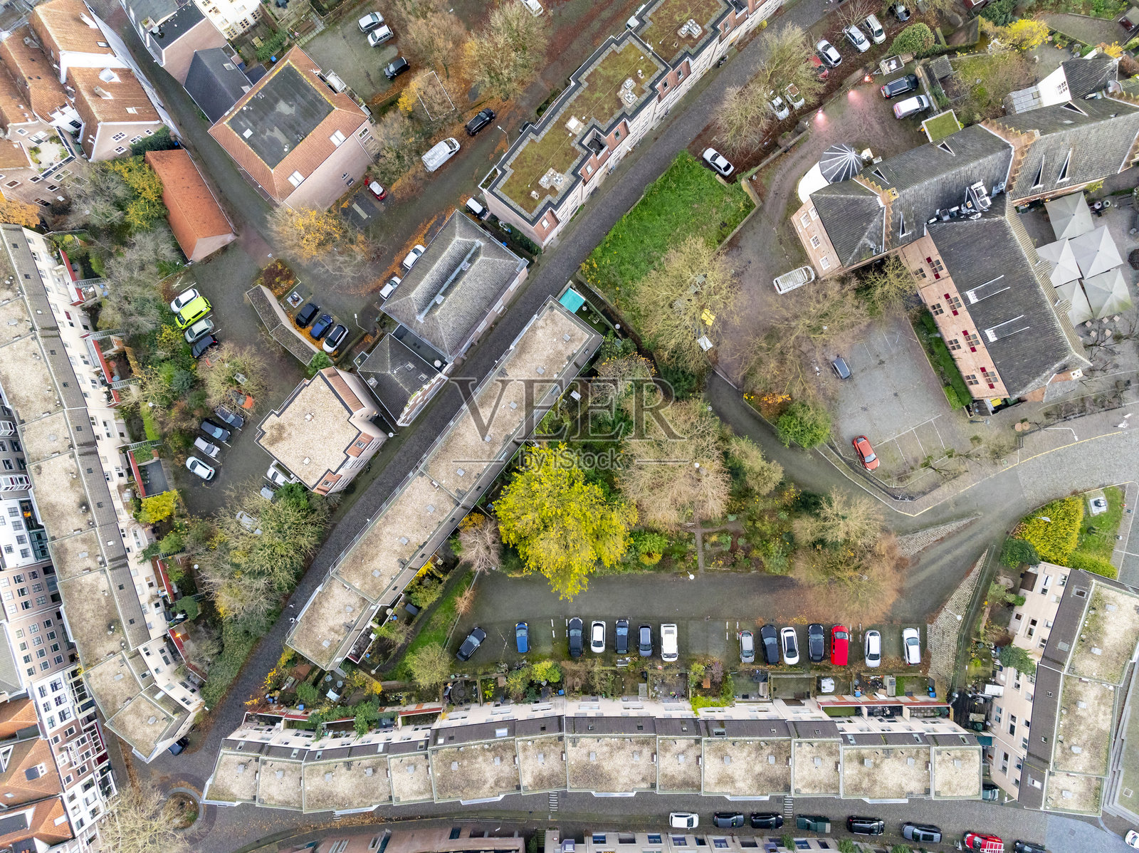 从高处俯瞰城市中的自然景观照片摄影图片