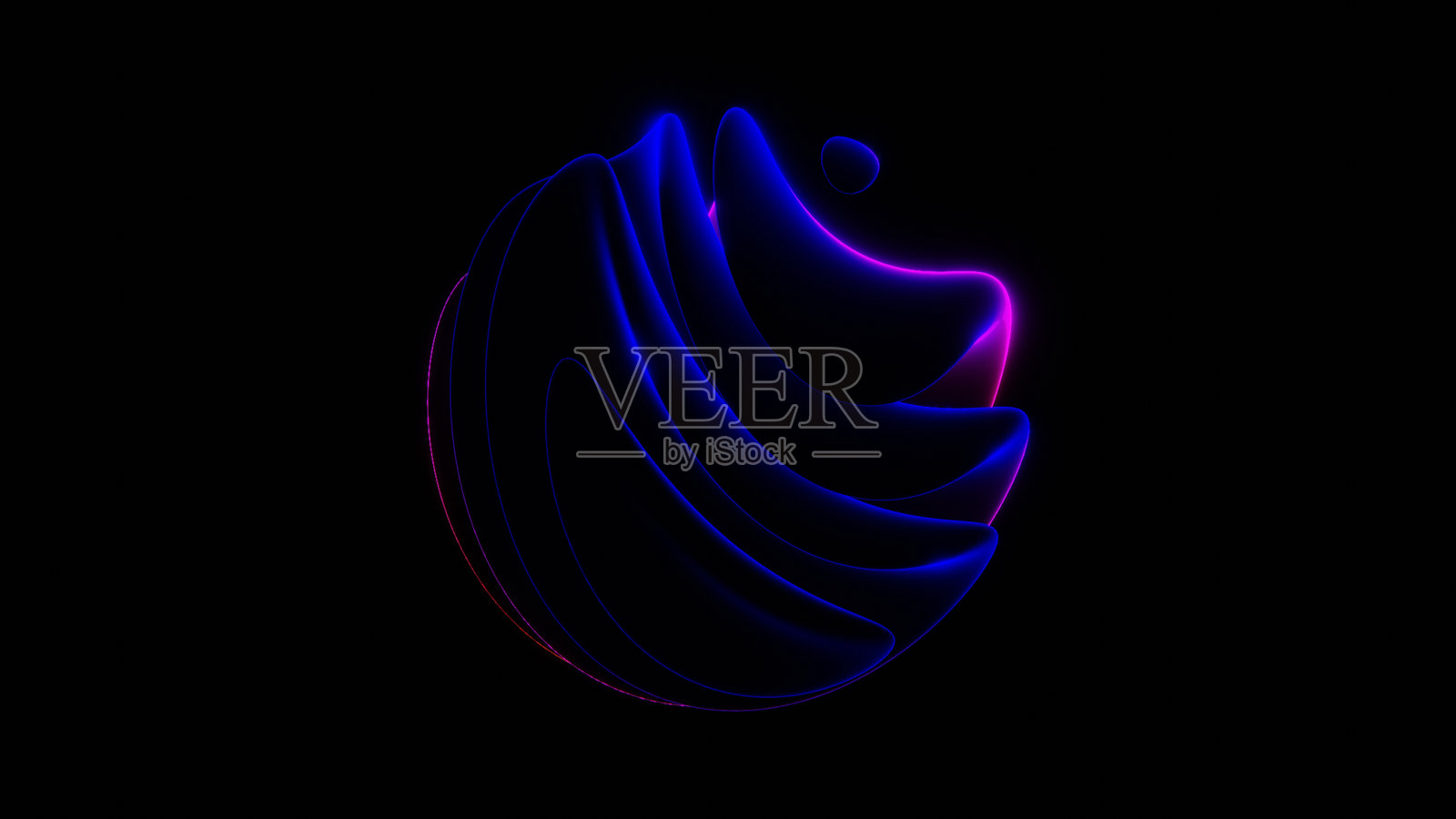 黑暗背景上的抽象霓虹流动形状与光线照片摄影图片