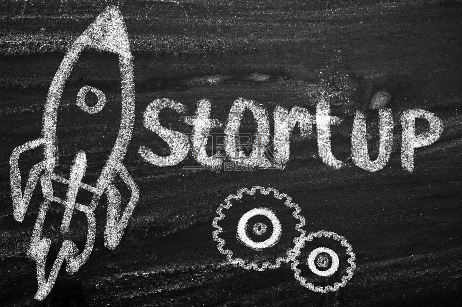 商业创业横幅与火箭发射照片摄影图片