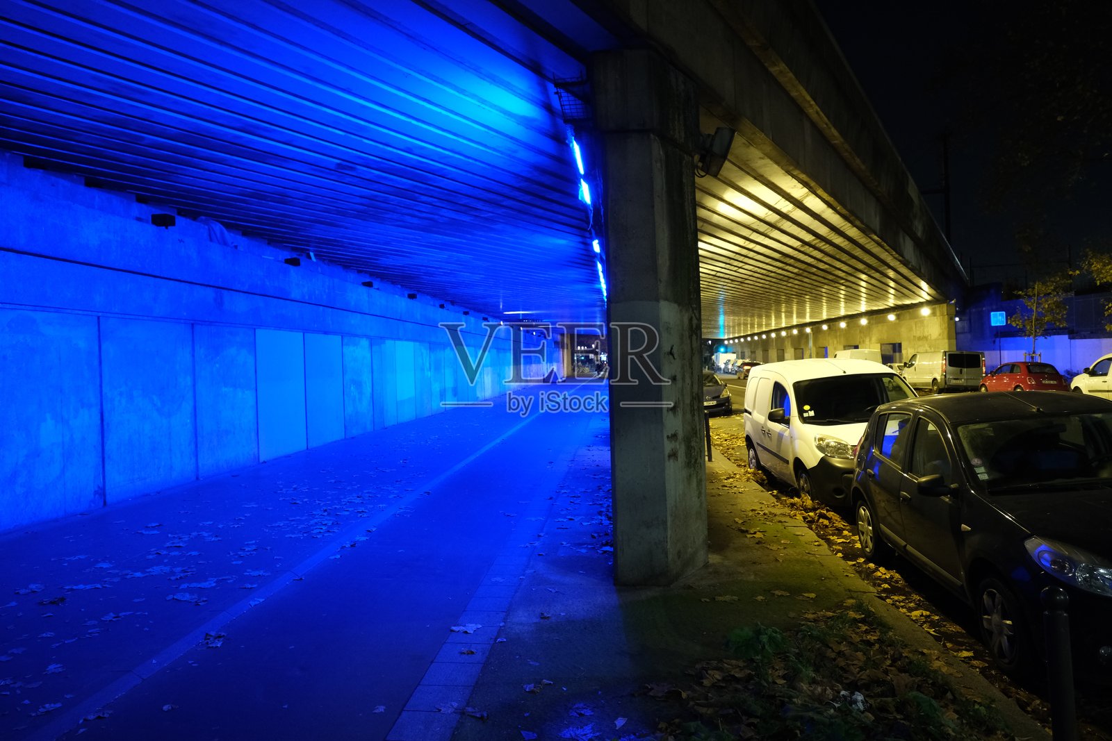 在巴黎贝尔西附近的一座桥下。照片摄影图片