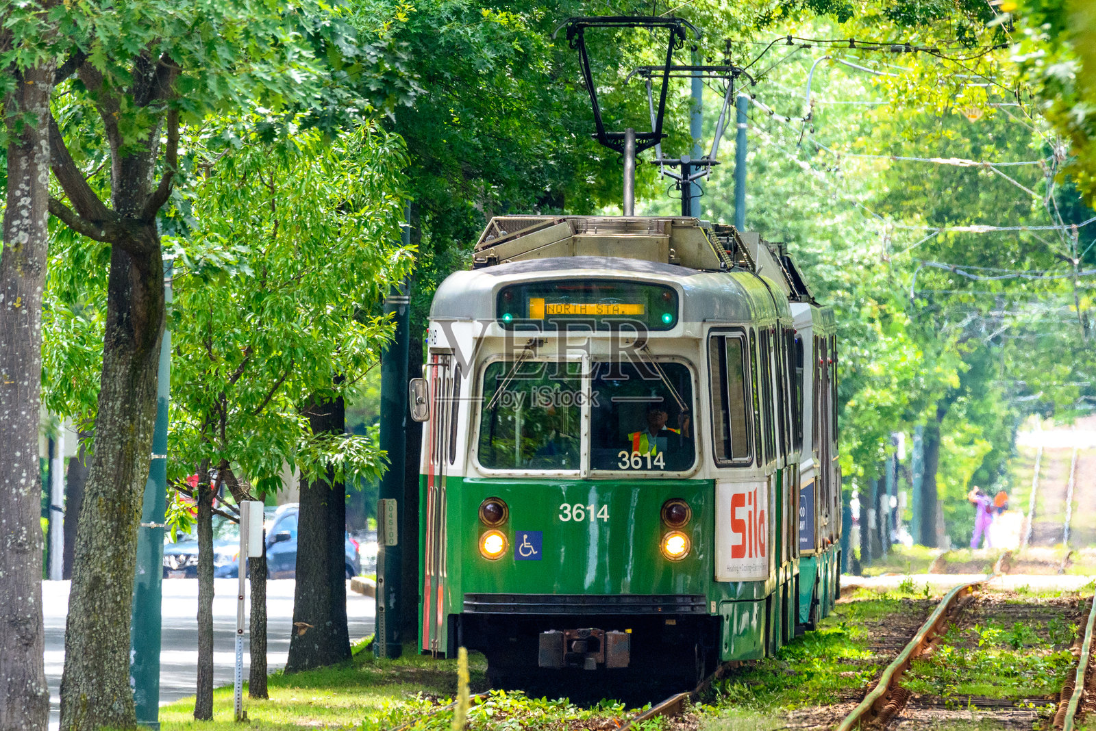 波士顿MBTA轻轨绿线照片摄影图片