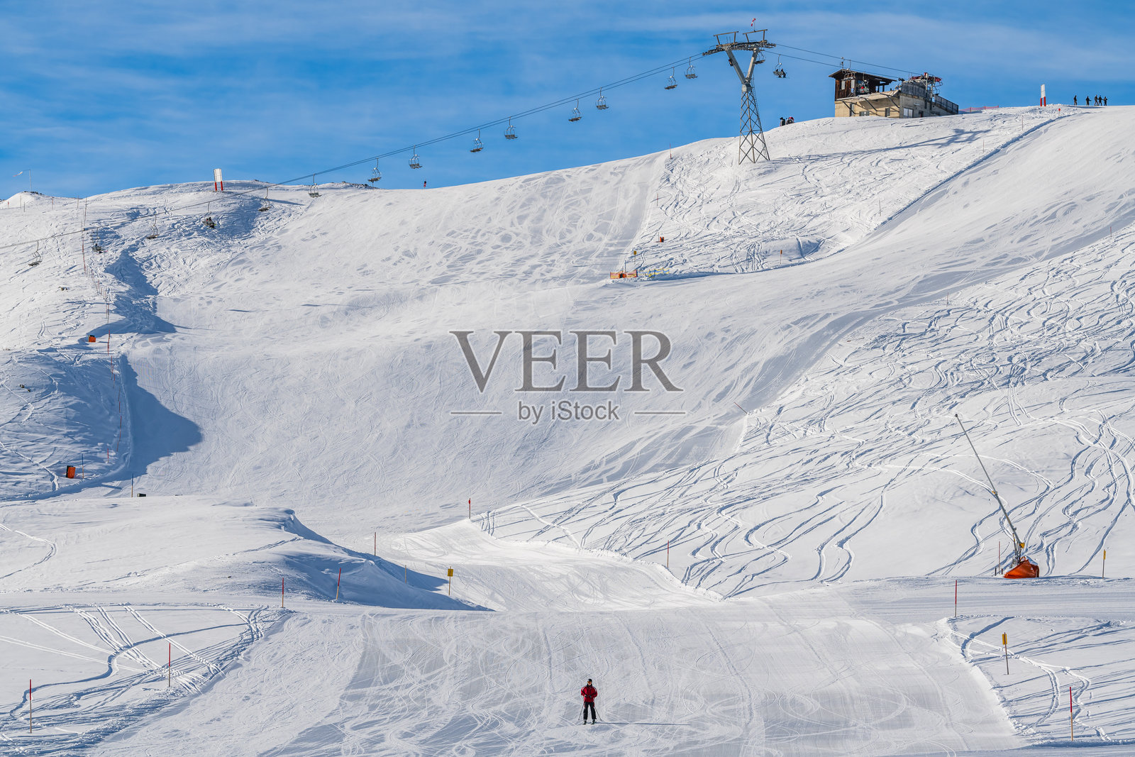 奥地利-意大利边境的西利安霍赫普斯塔尔滑雪度假村。照片摄影图片