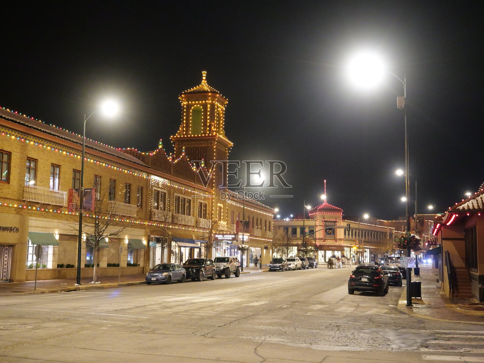 堪萨斯城乡村俱乐部广场的节日灯光照片摄影图片