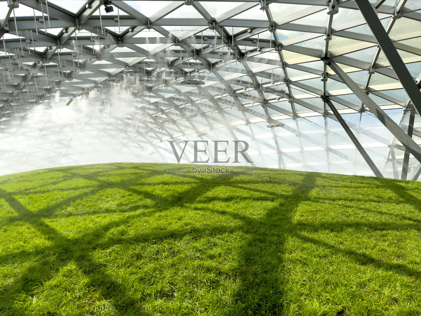 穹顶下的绿色草坪照片摄影图片