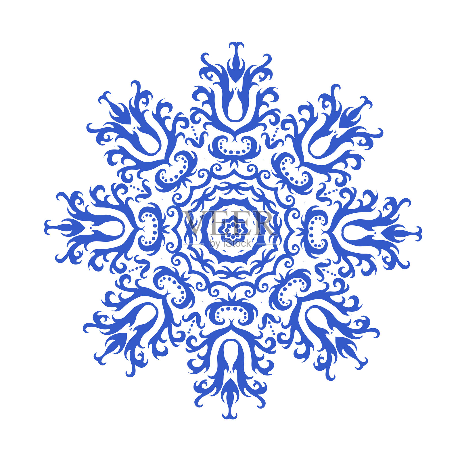 可爱的异想天开的雪花孤立在背景上插画图片素材