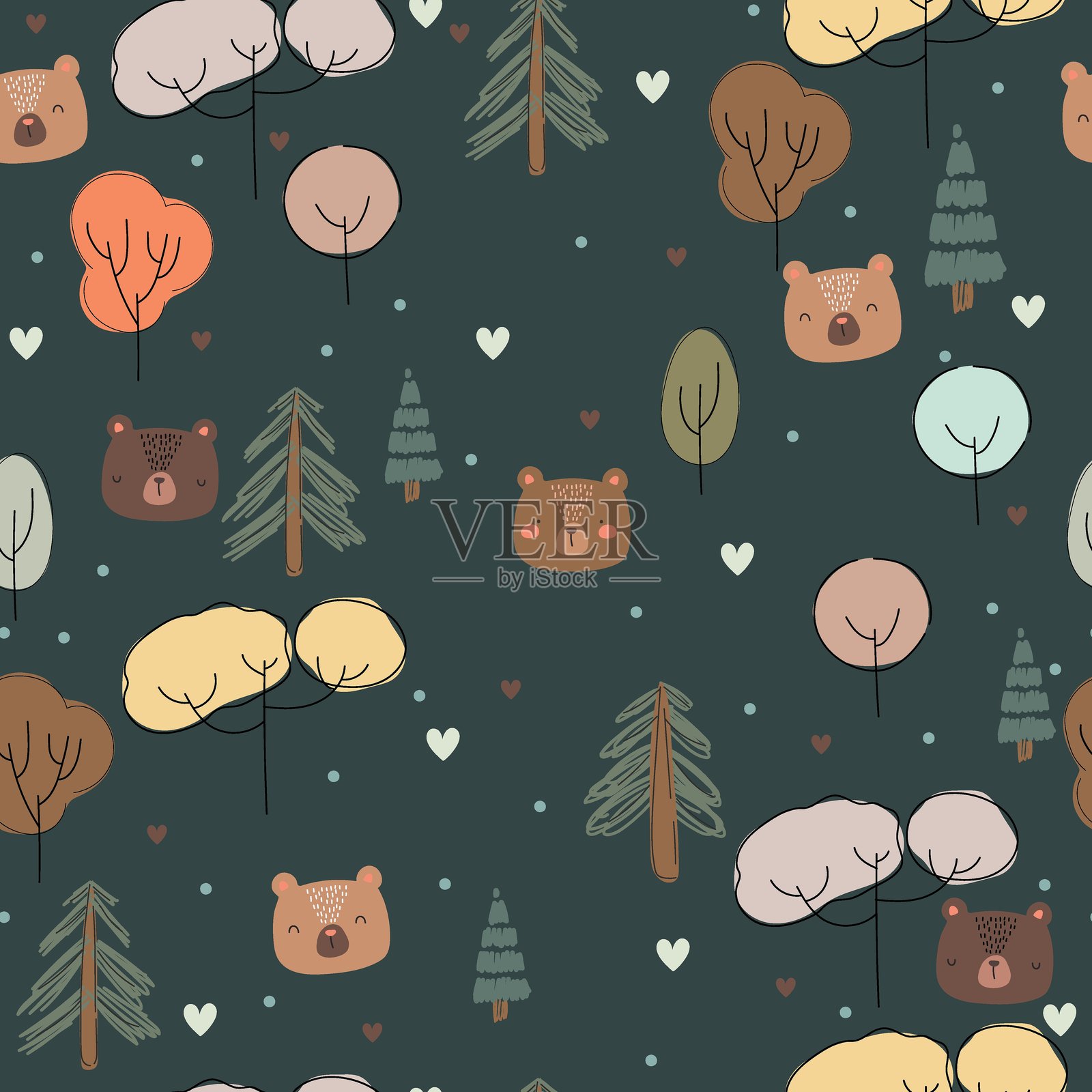 冬季熊图案-12插画图片素材