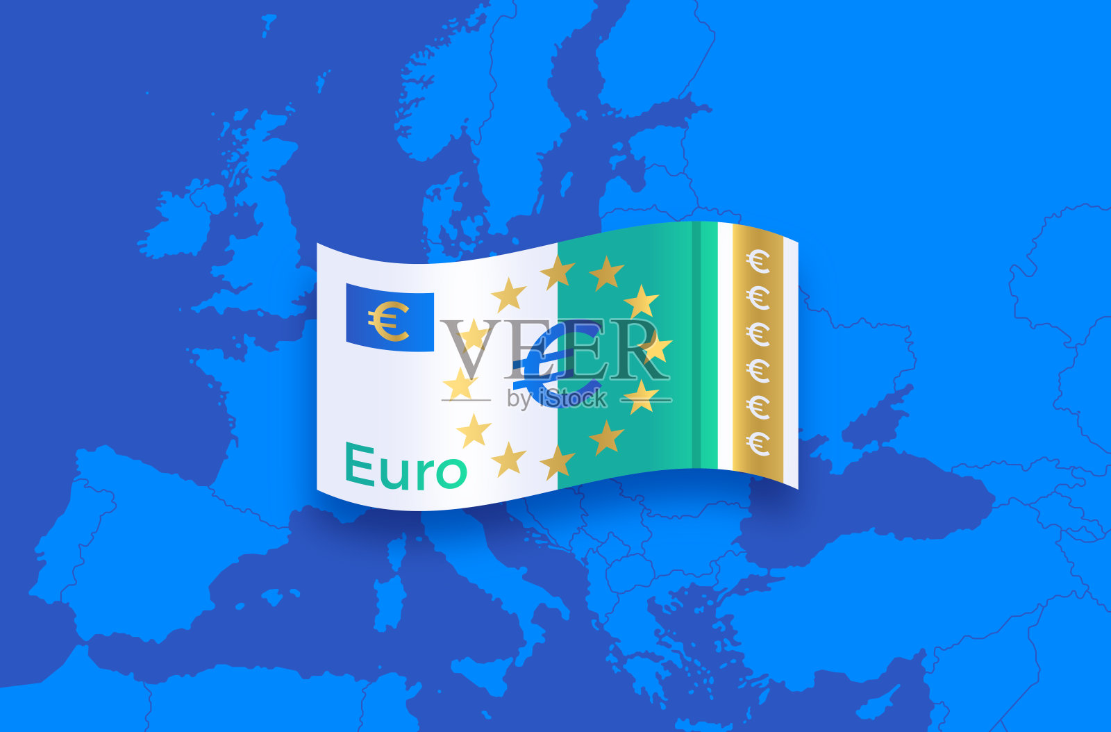 欧元货币地图背景插画图片素材