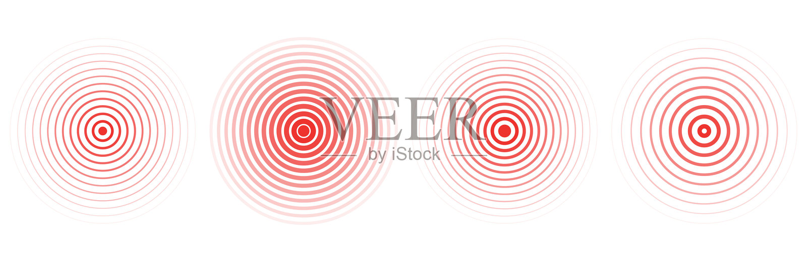 同心波纹圆圈集。地震警报雷达。径向信号、声纳波、声波环。触摸效果或脉冲。矢量插图插画图片素材