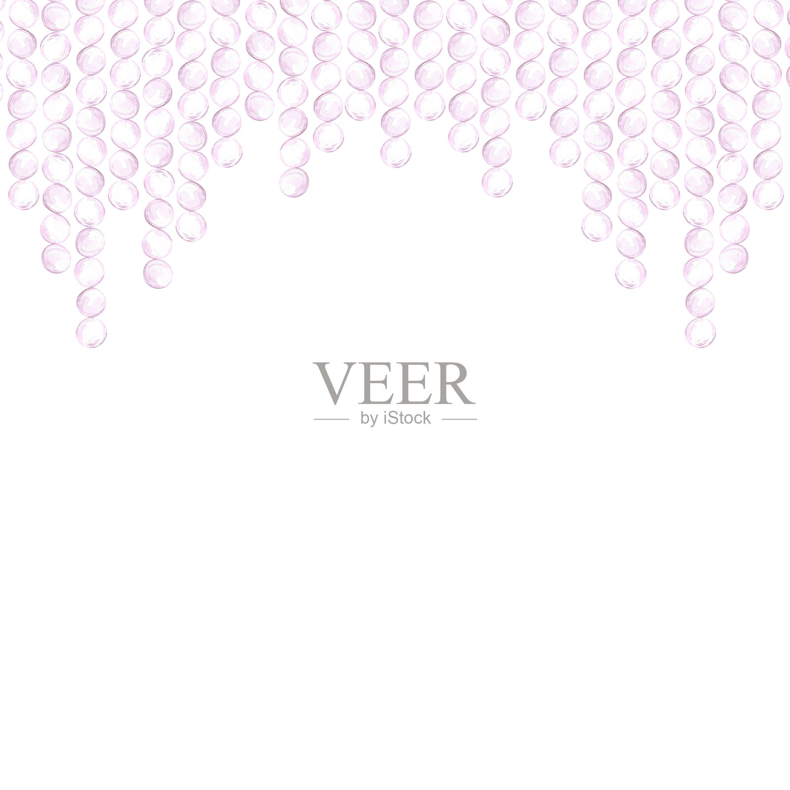 圣诞花环边框。手绘水彩插图，白色背景上的珠子。可用于明信片、邀请函、剪贴簿和其他印刷产品。插画图片素材