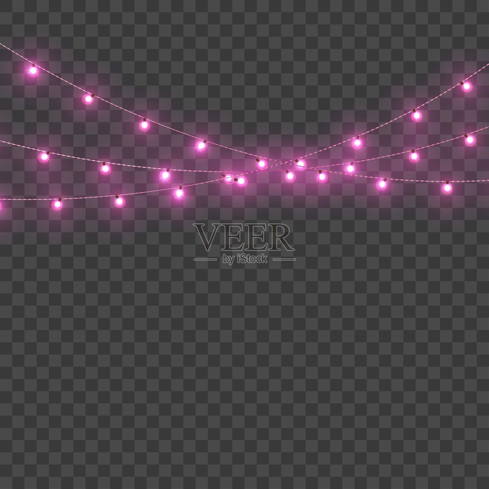 圣诞树装饰，带灯光、礼物、饰品和冬季欢乐的矢量图插画图片素材