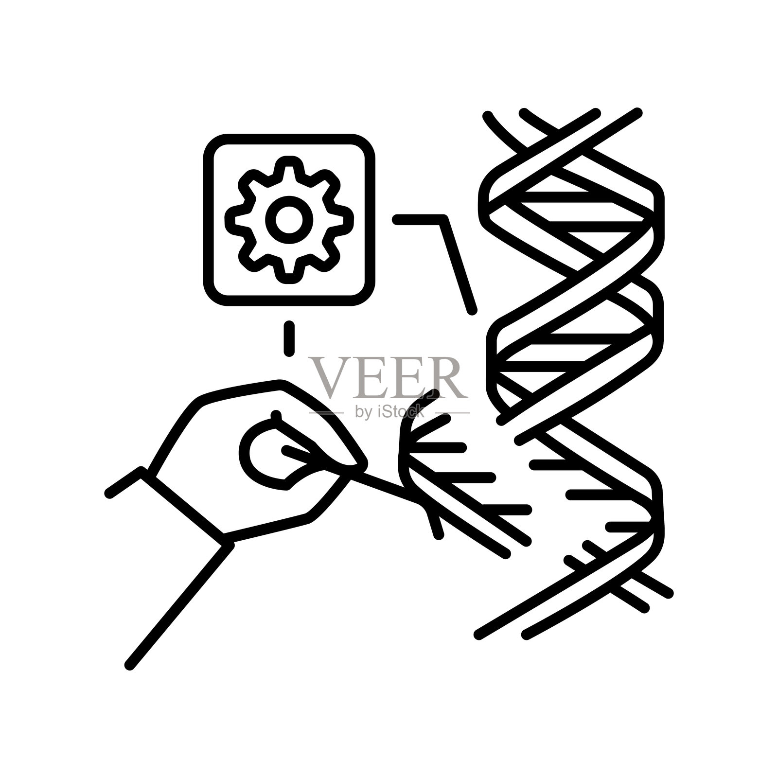 基因编辑黑色线条图标。插画图片素材
