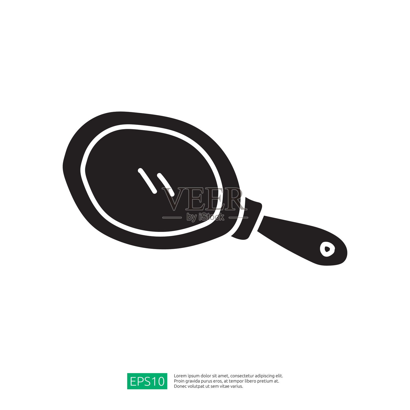 一个简单的黑色手镜轮廓，通常用于个人美容和反射。插画图片素材