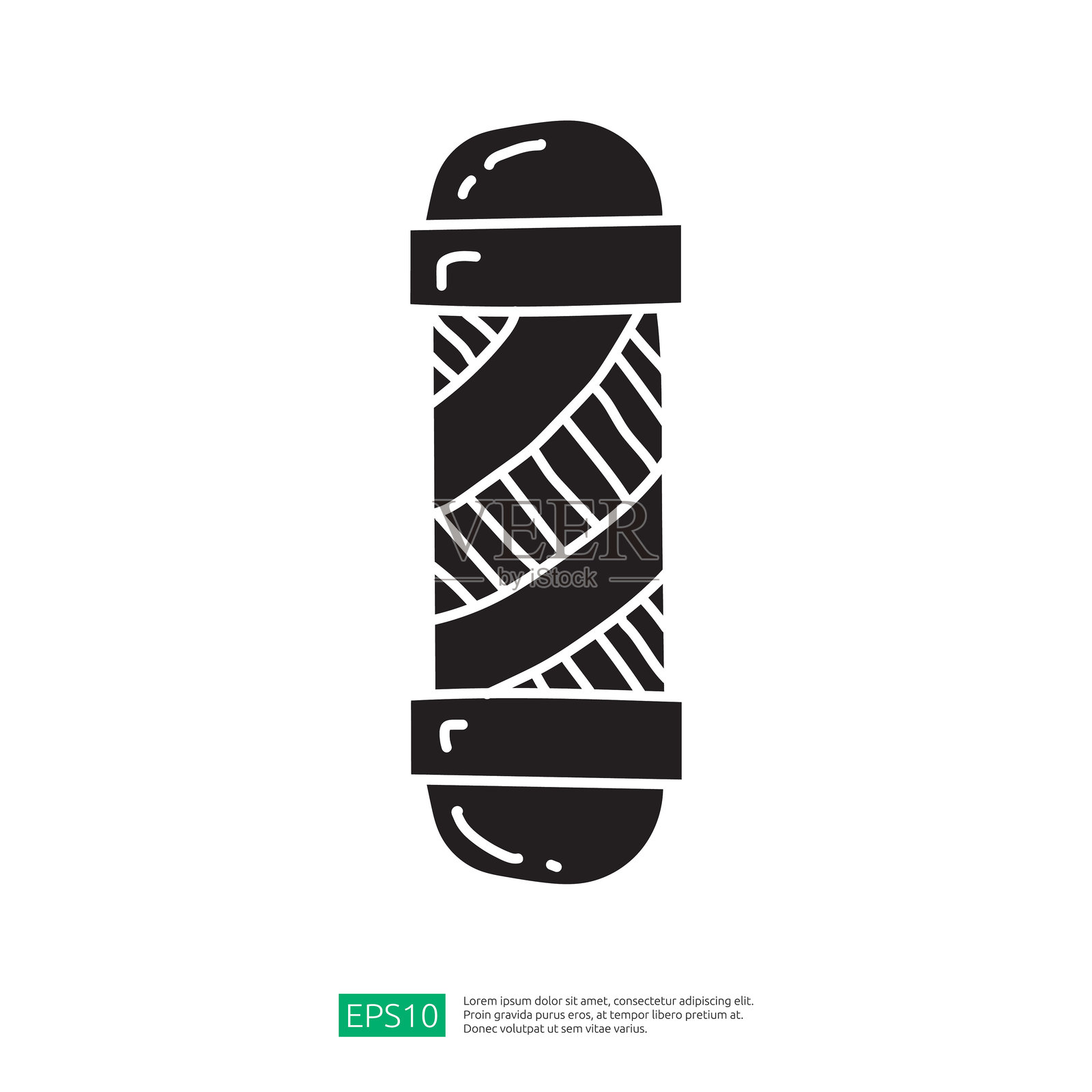 一个风格化的插图，描绘了一个包裹的物体，类似于糖果或圆柱形的美食，强调简单而大胆的设计。插画图片素材