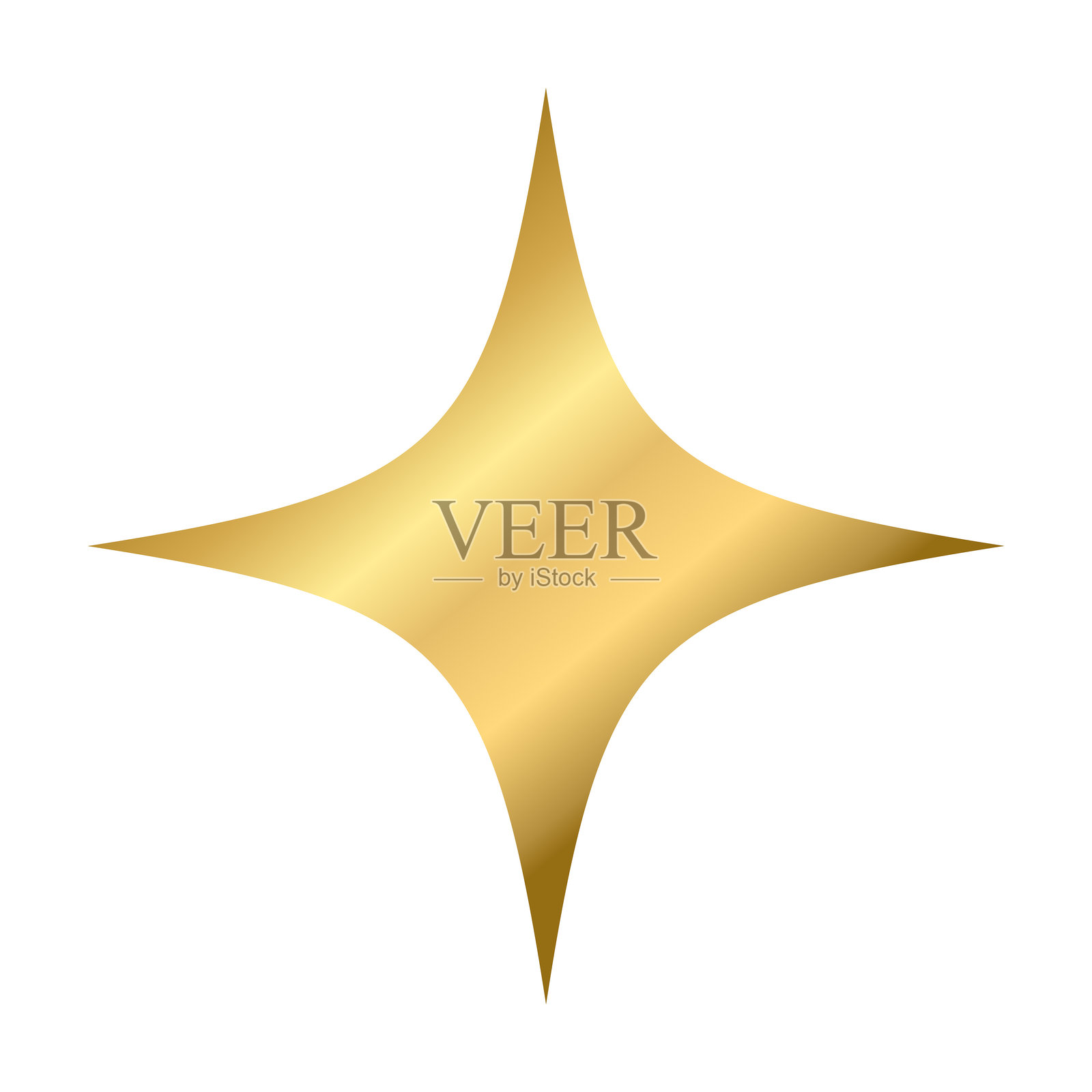 闪亮的金色星星表情符号。3D风格的金星图标，闪烁的社交媒体平台符号，透明背景。矢量插图 EPS 10插画图片素材