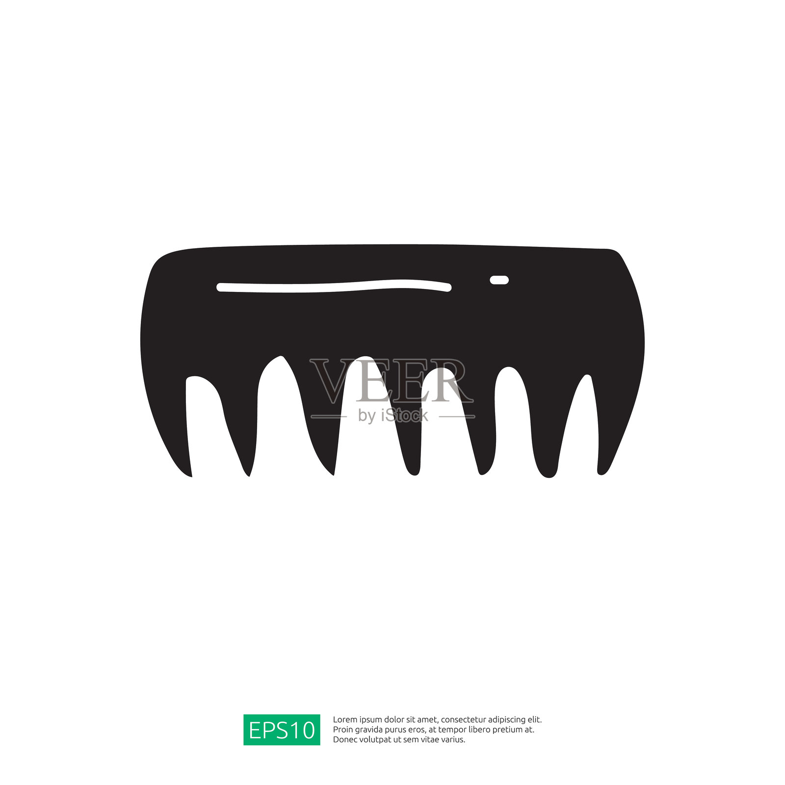 一个简单的黑色梳子的剪影，代表着美容和个人护理。插画图片素材