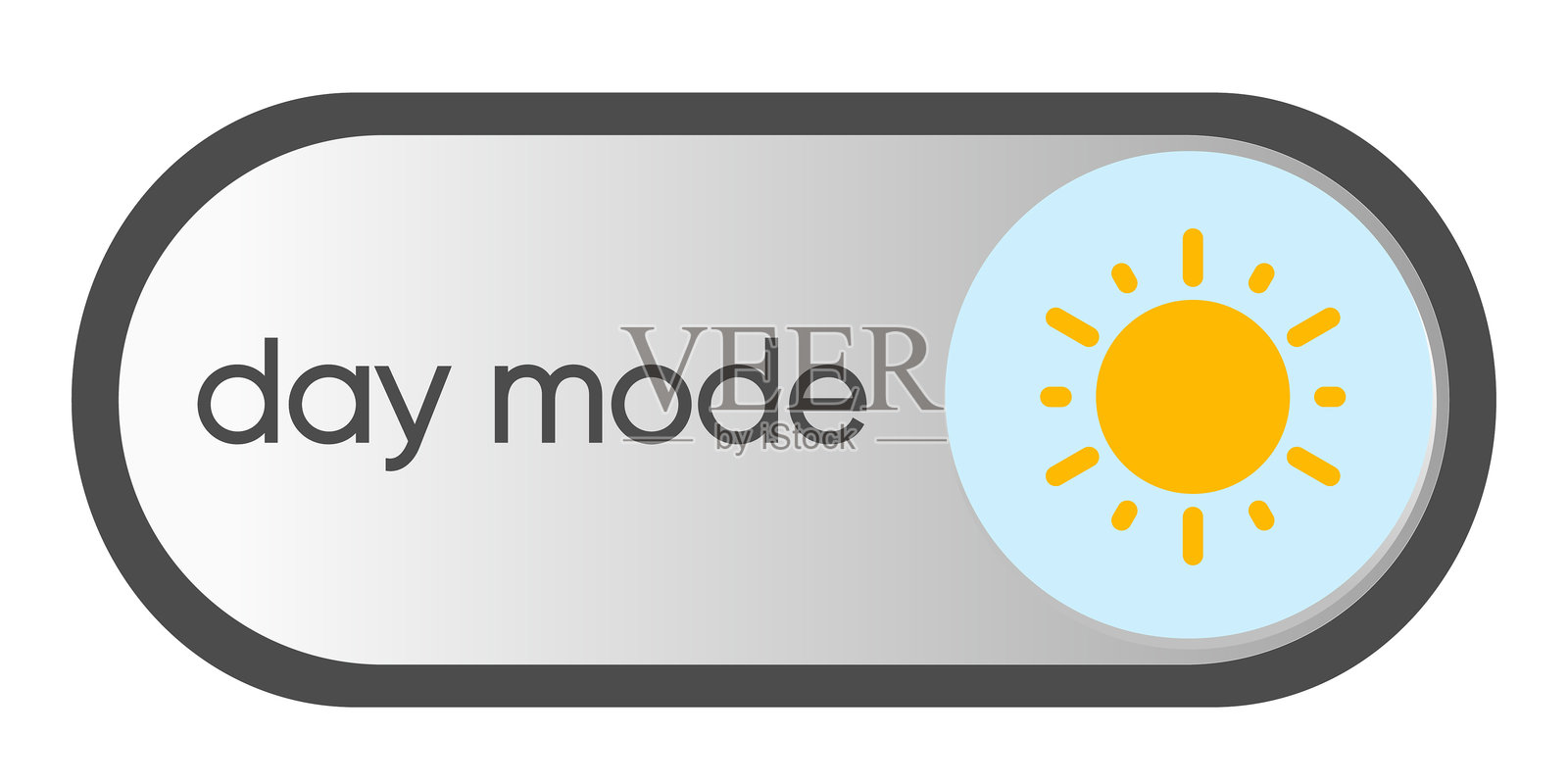 带太阳图标的日间模式切换按钮。扁平风格设计，独立于白色背景。插画图片素材