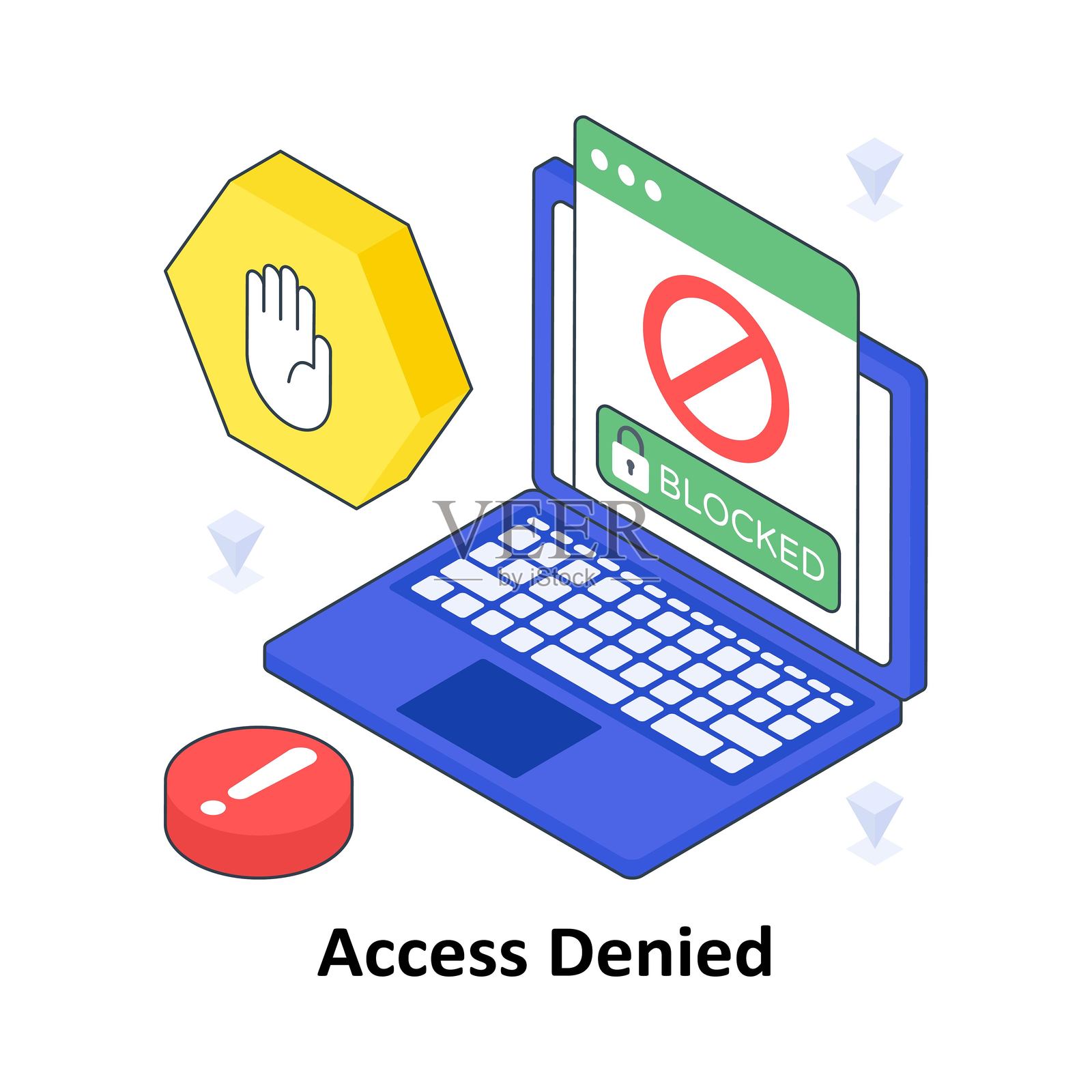 访问被拒绝的等距彩色插图。EPS文件库存插图插画图片素材