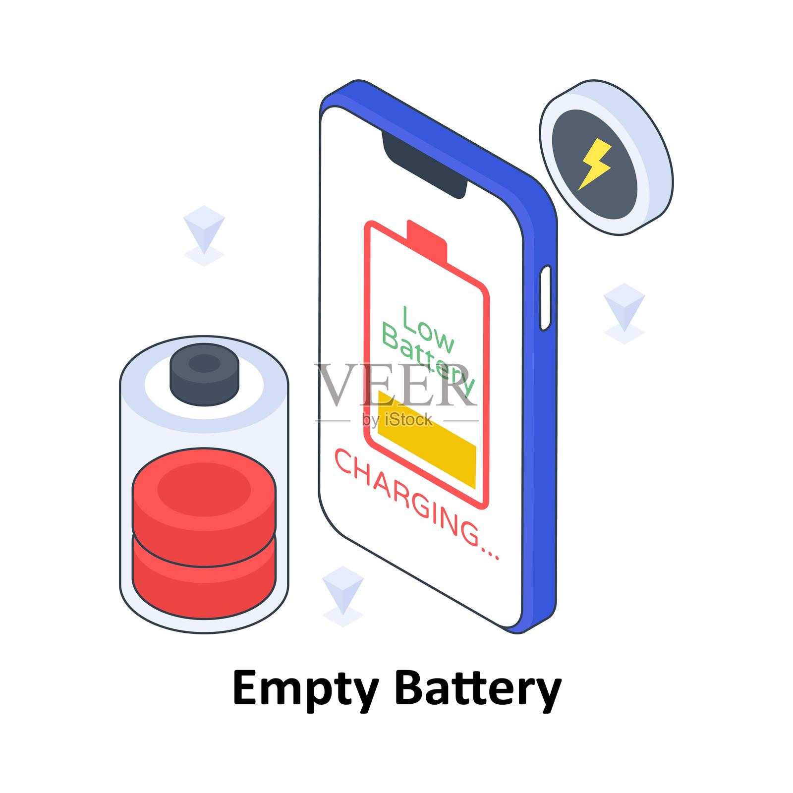 空电池等距彩色插图。EPS文件库存插图插画图片素材