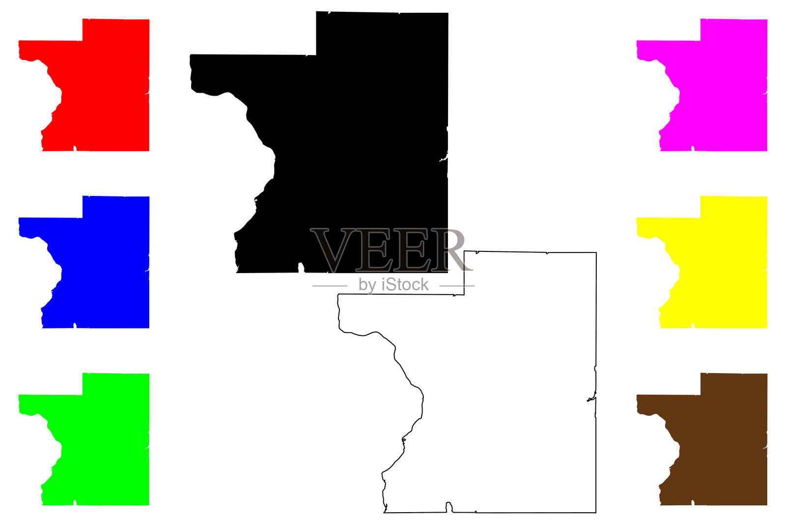 威斯康星州波克县地图矢量插图，涂鸦风格的波克县地图插画图片素材