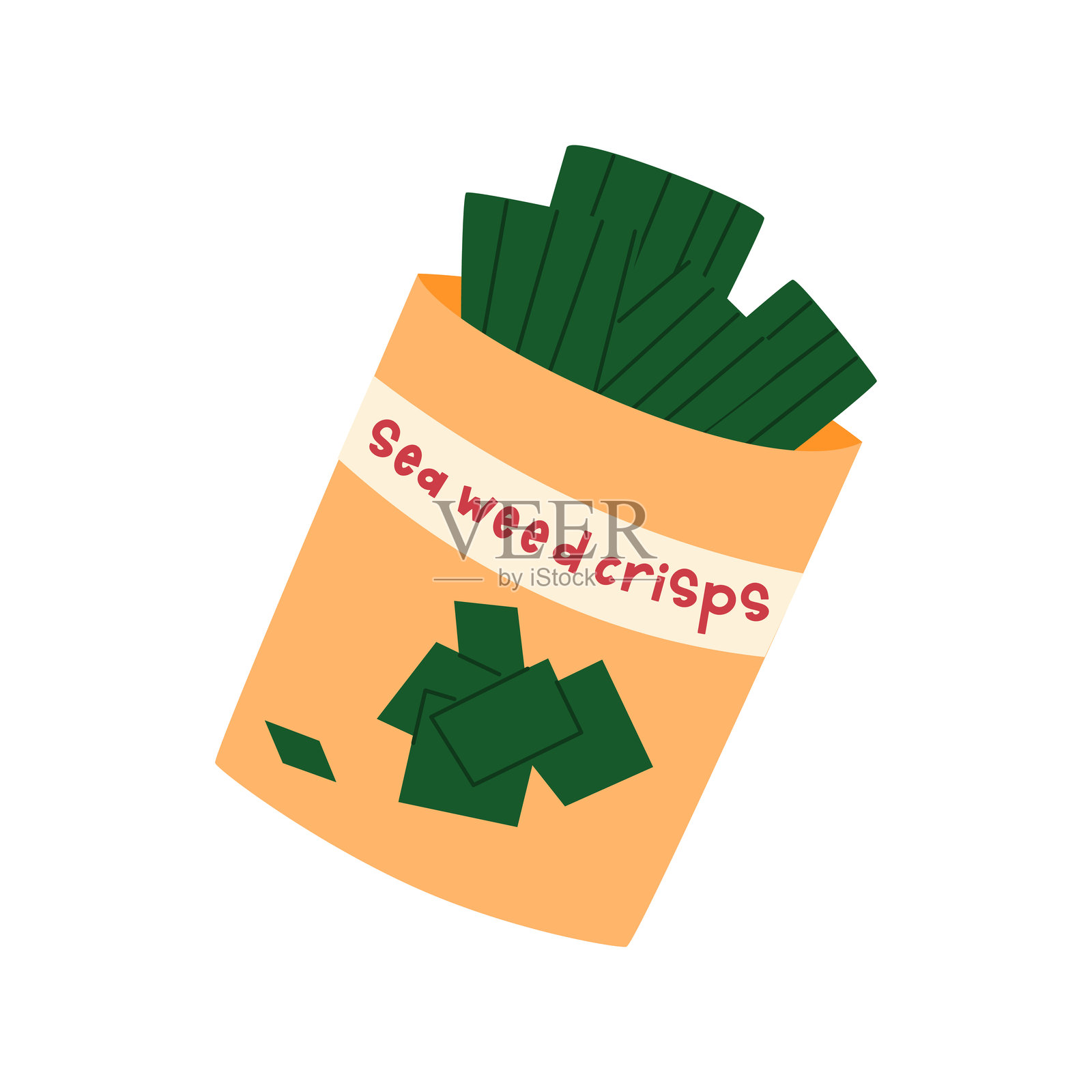 脆脆的海藻零食。紫菜片。插画图片素材