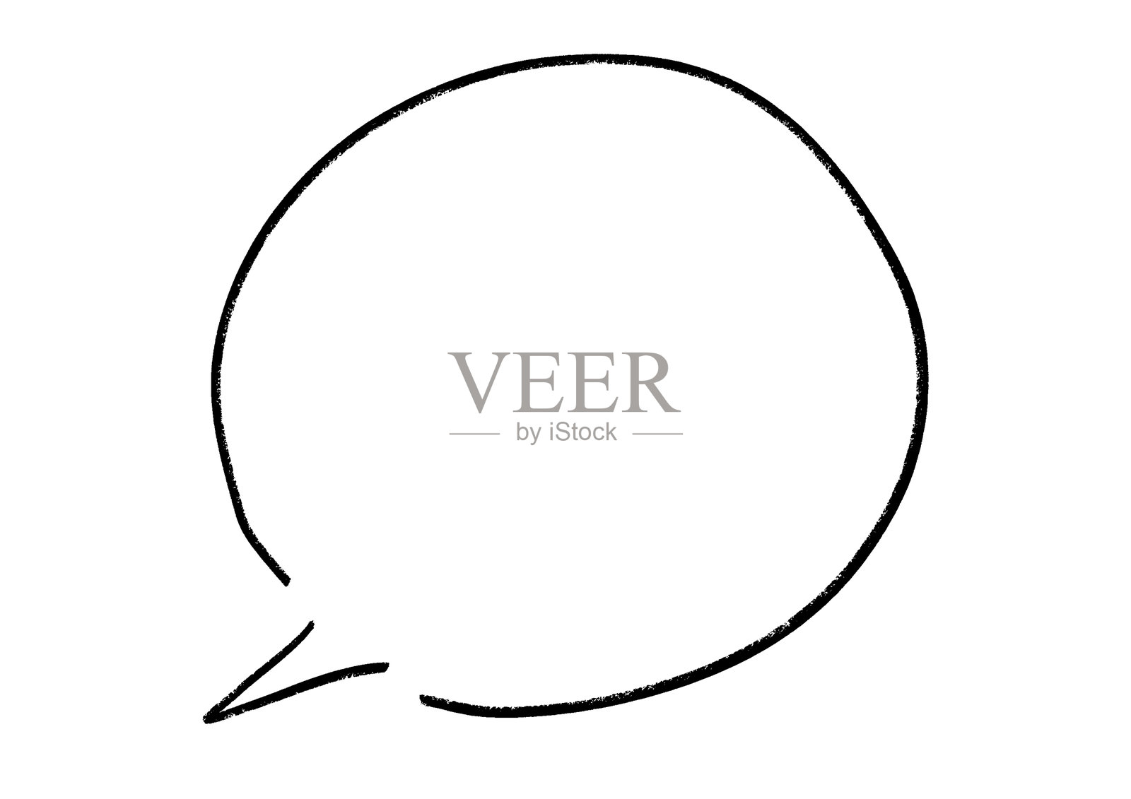 圆形手写的对话气泡框，粗线条插画图片素材