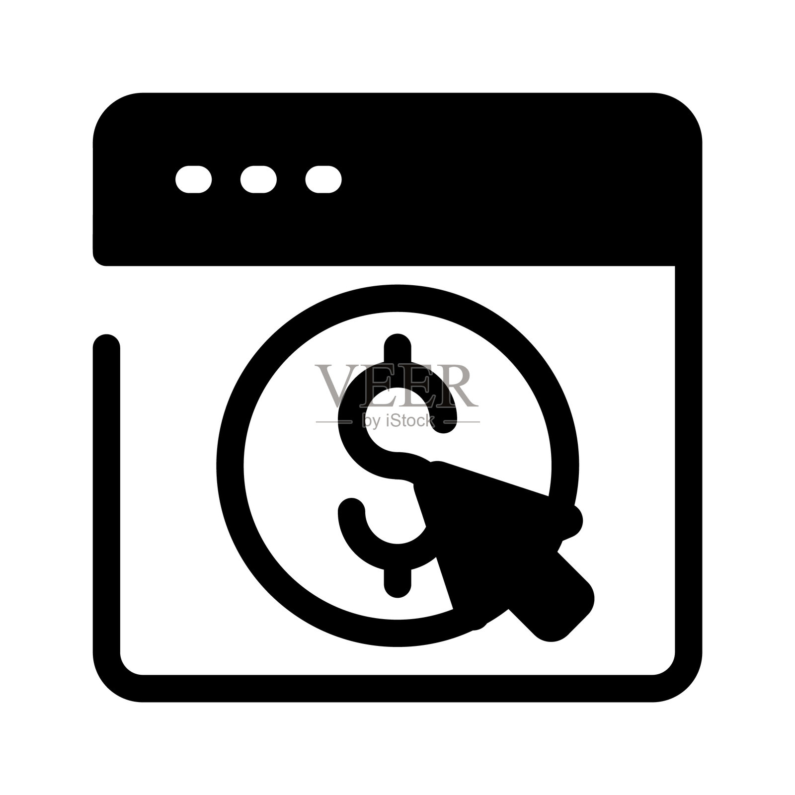 鼠标点击美元图标，象征着数字交易插画图片素材