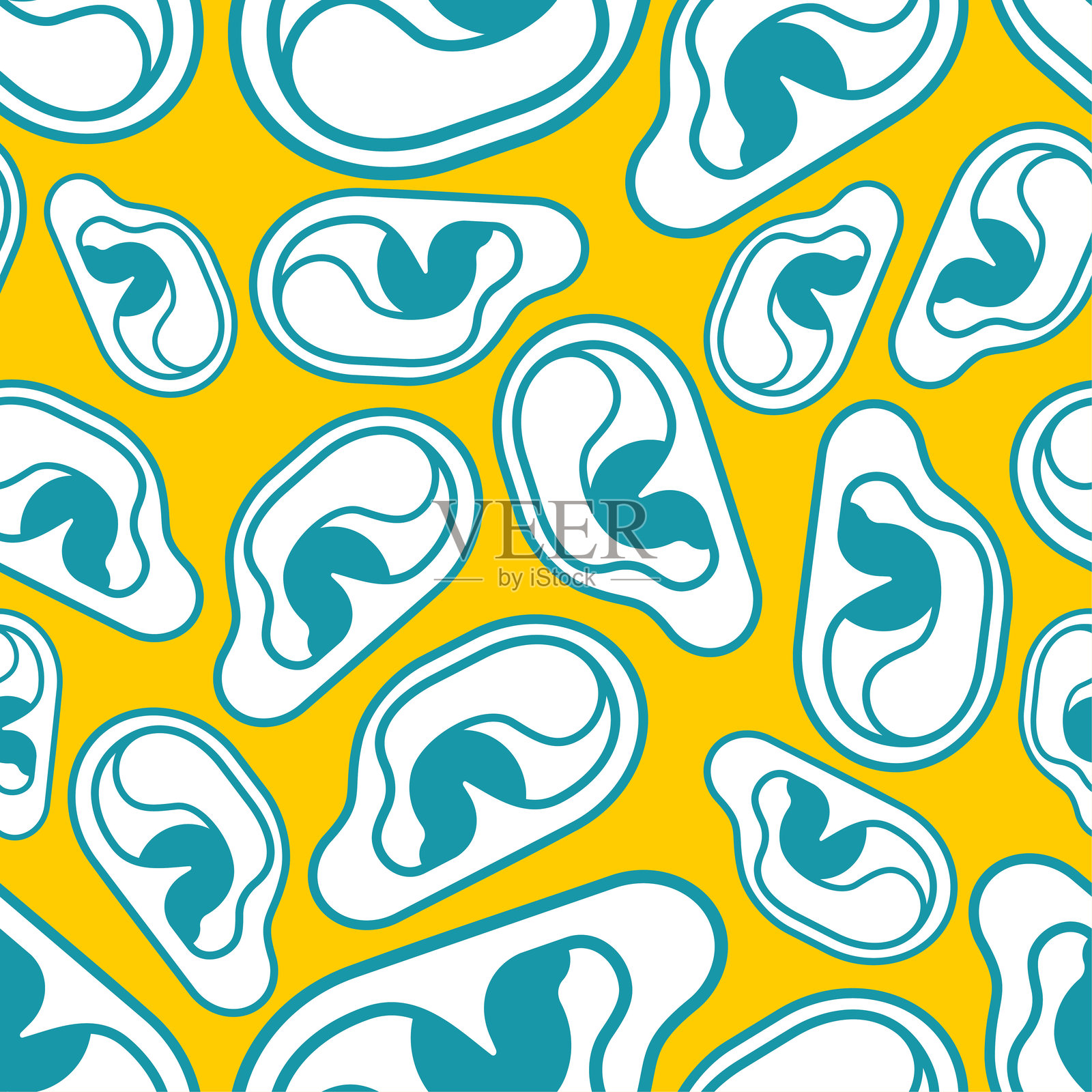 人耳图案无缝背景。插画图片素材