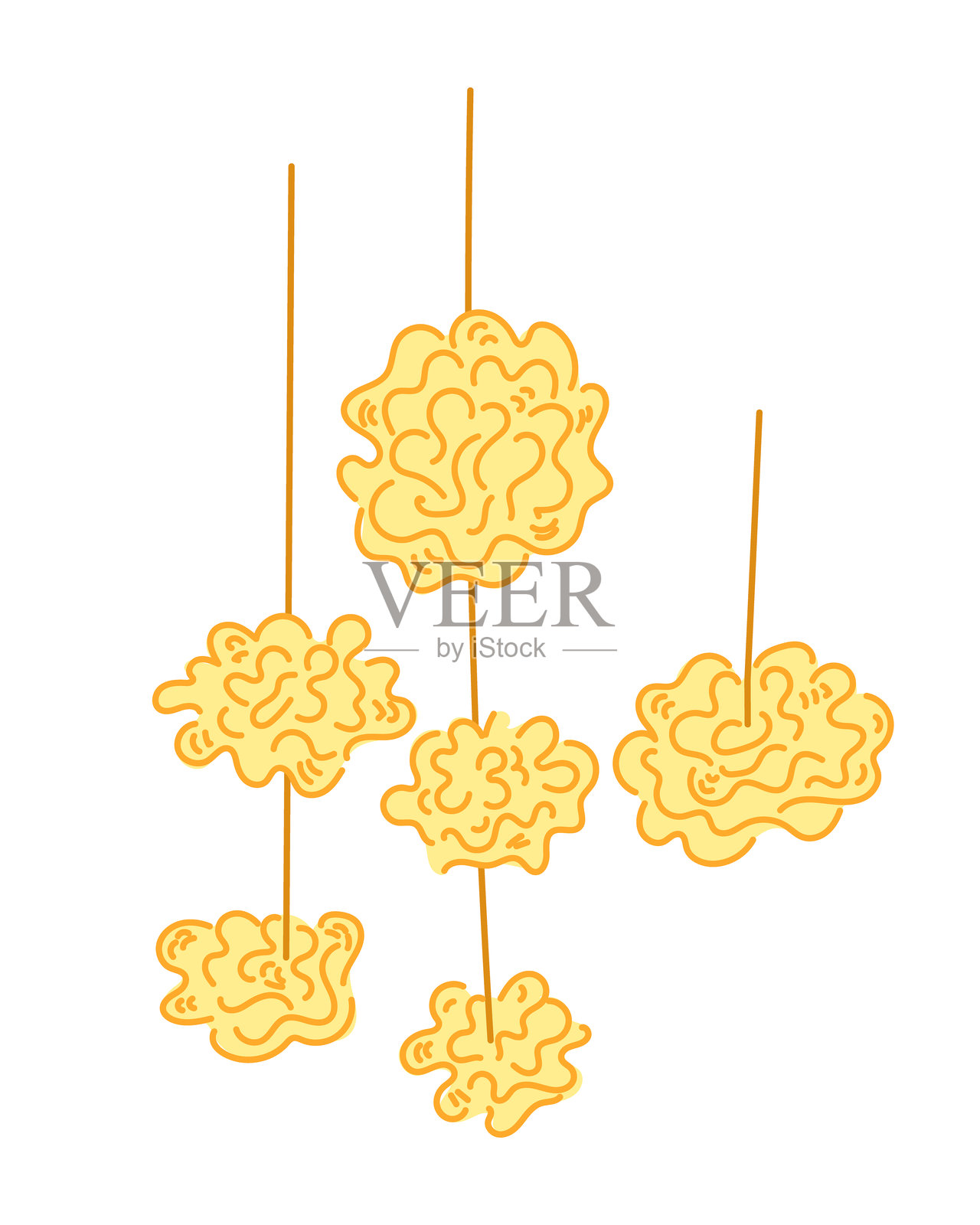 黄色调的万寿菊花环悬挂装饰插画图片素材