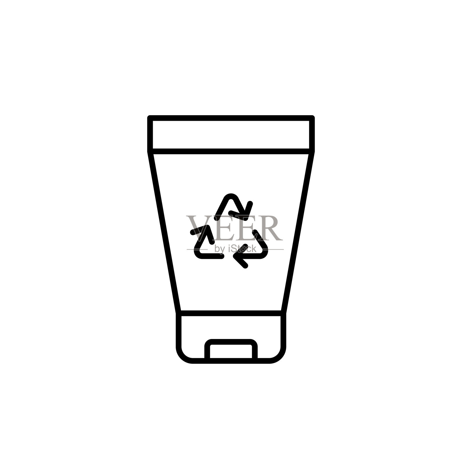 化妆品瓶和回收箭头。生态护肤，可持续生产。像素完美的矢量图标插画图片素材