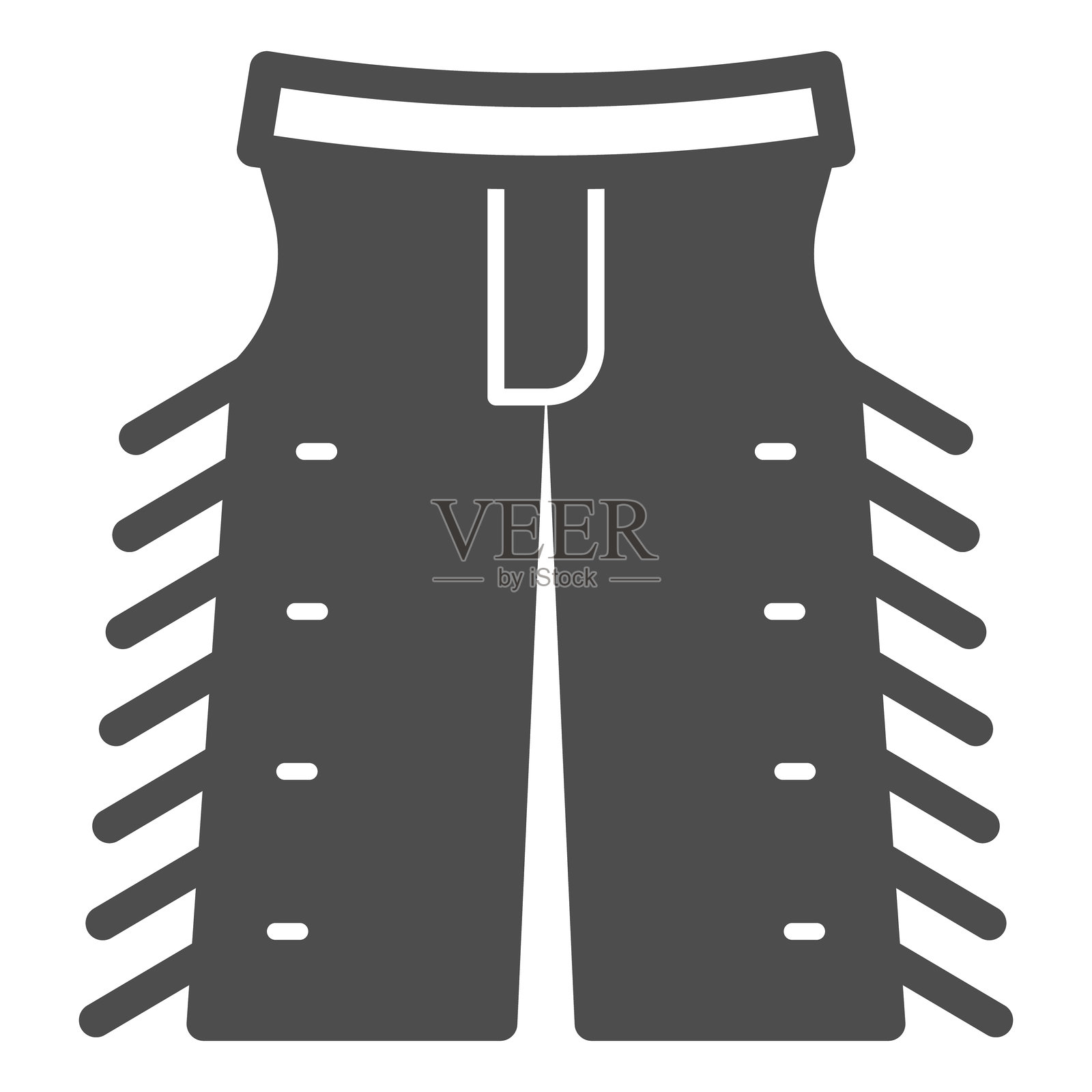 牛仔裤实心图标，西部沙漠服装概念。矢量图形。白色背景上的美国牛仔裤标志，适用于移动或网页设计的图形风格图标。插画图片素材