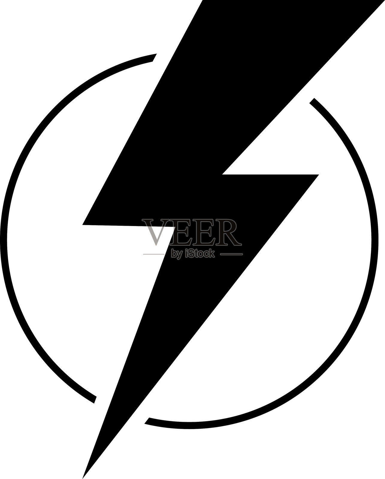 闪电图标。电力符号。能量标志。高压警告标志，符号。小心电击。矢量插图。插画图片素材