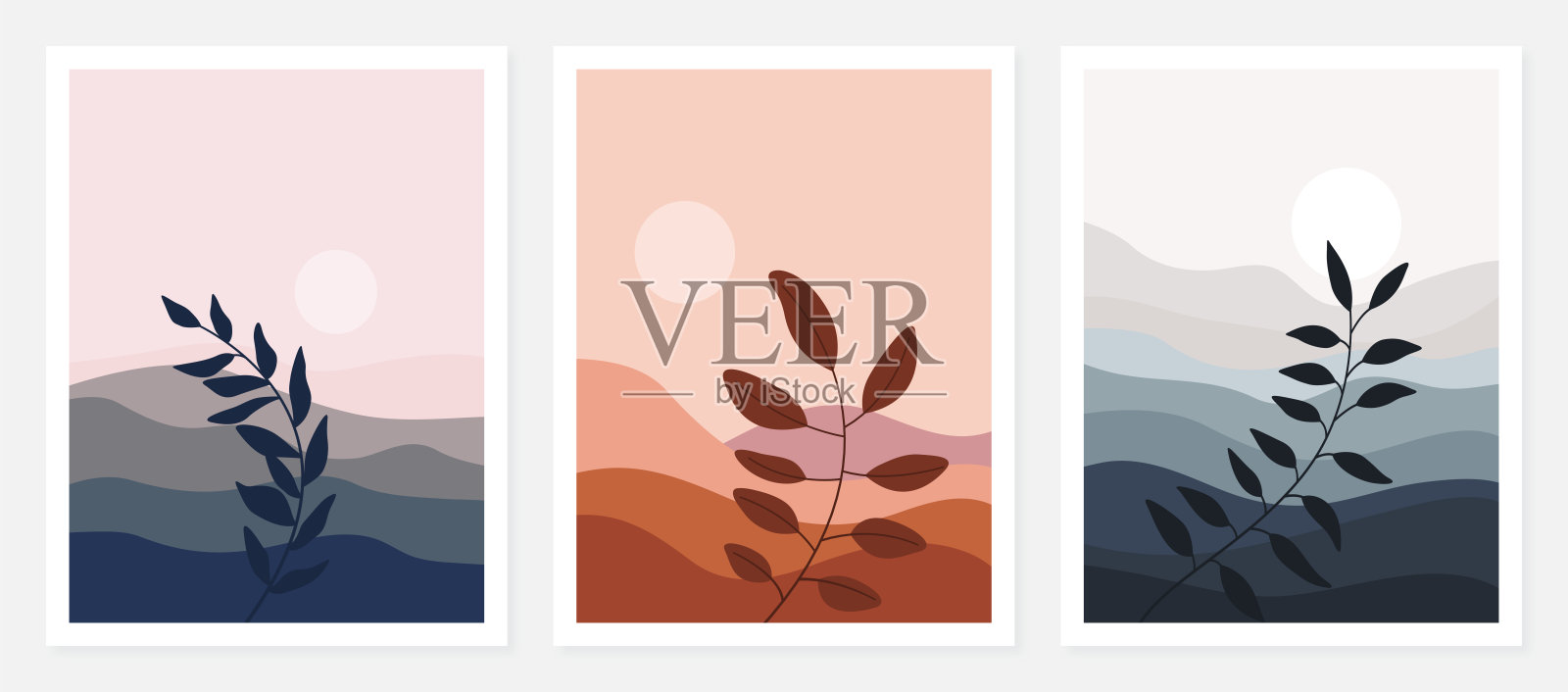 风景背景。墙面艺术。插画图片素材