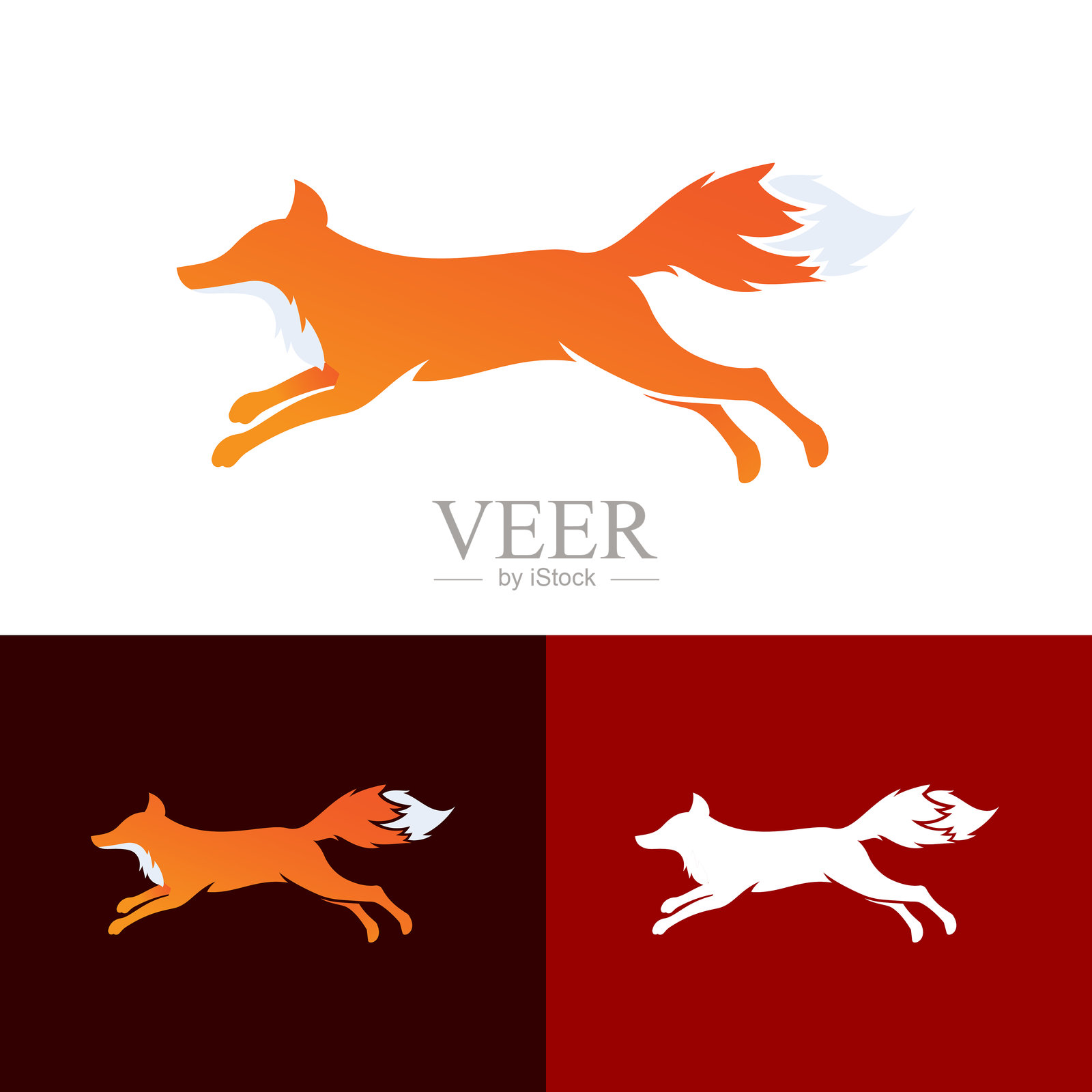 狐狸矢量插图剪影图标设计插画图片素材