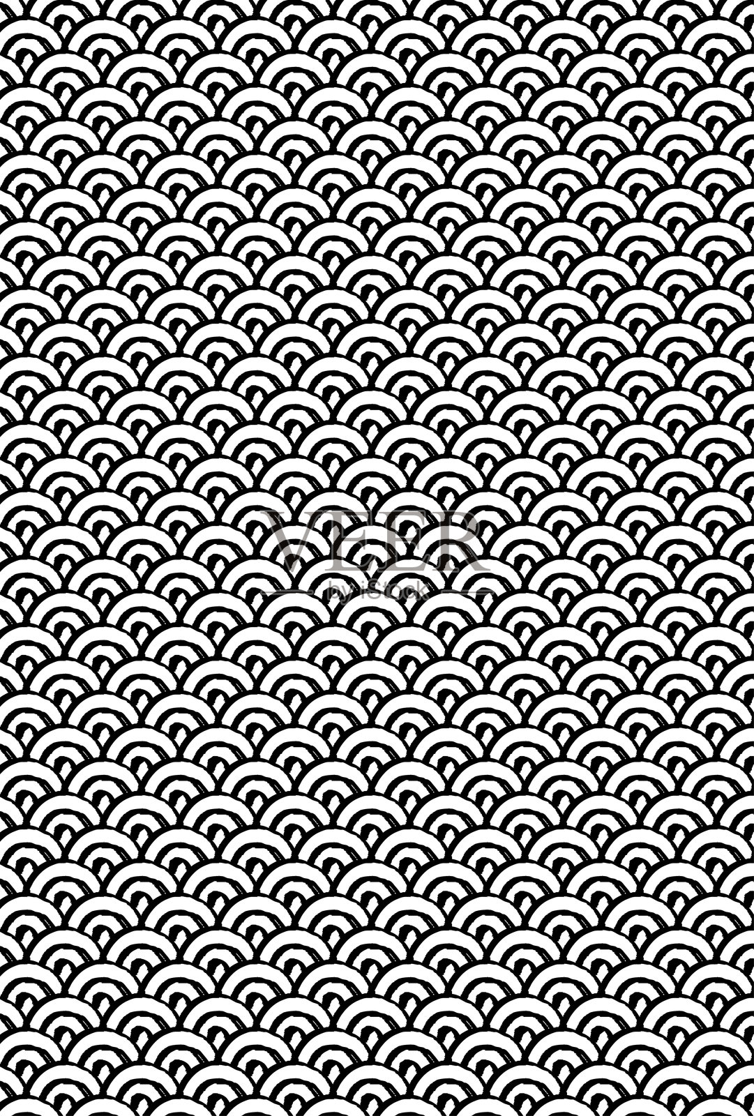 手绘日本传统蓝色海浪图案背景插图插画图片素材