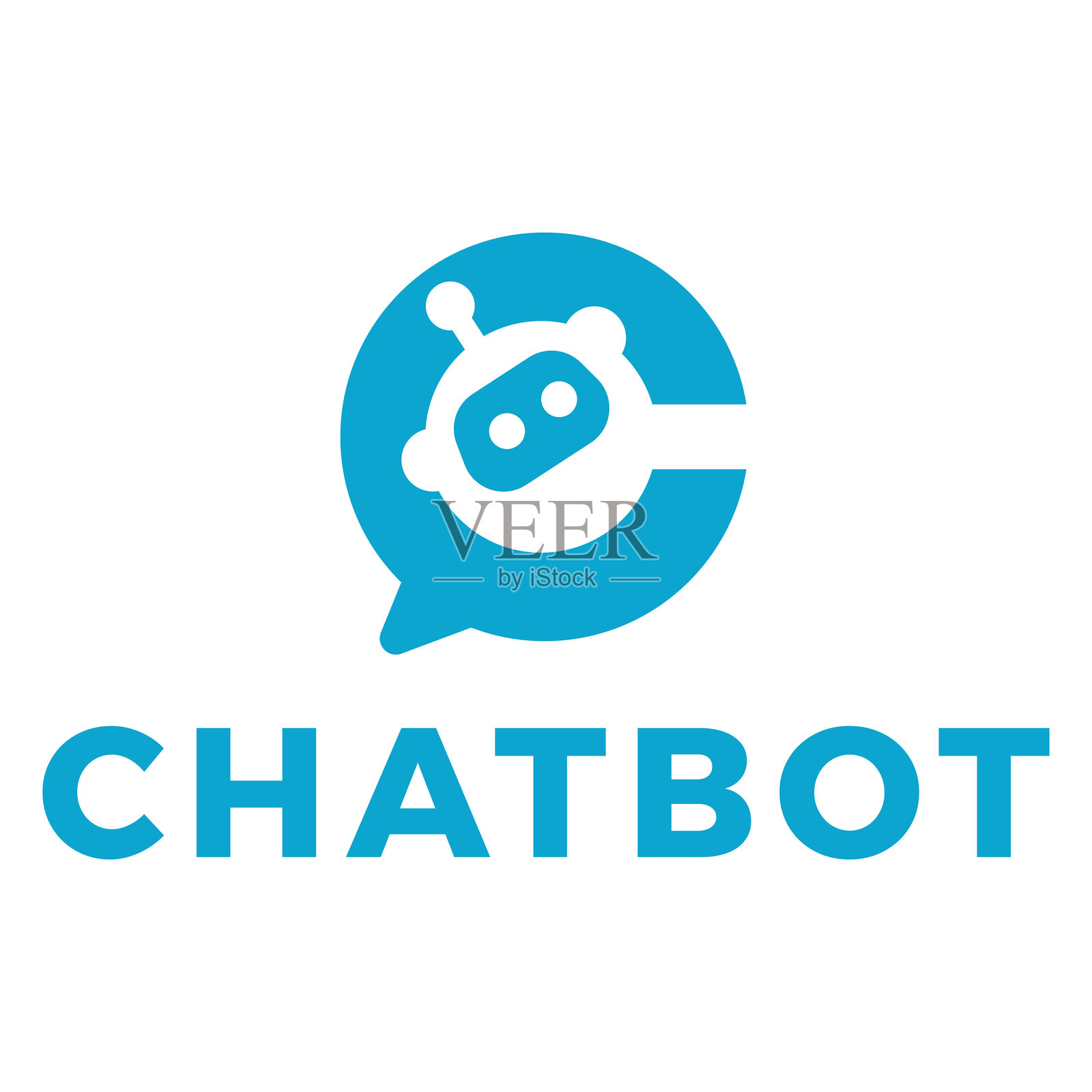 聊天机器人扁平化极简风格logo设计插画图片素材