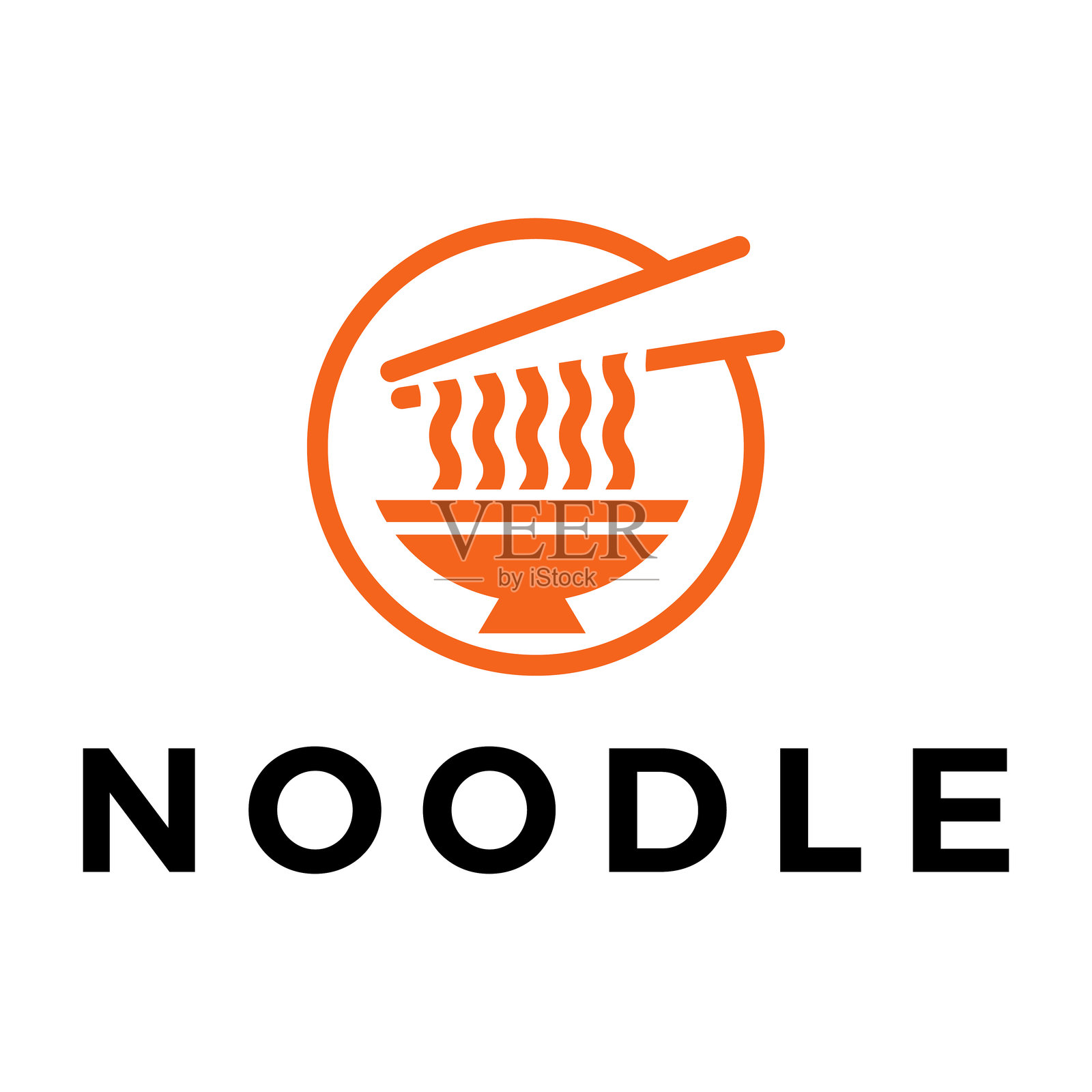 拉面面条扁平极简风格标志设计插画图片素材