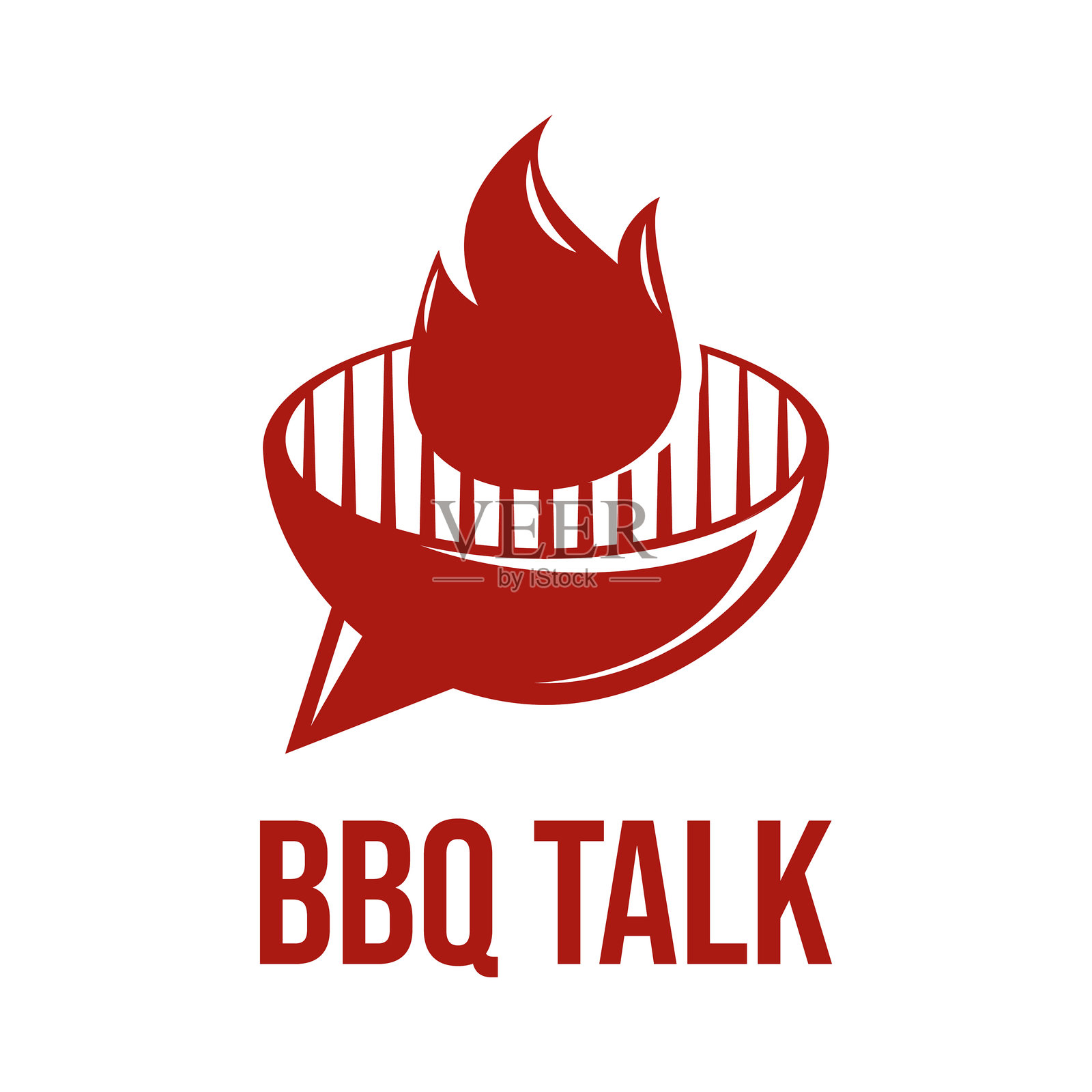 烧烤对话扁平极简风格标志设计插画图片素材