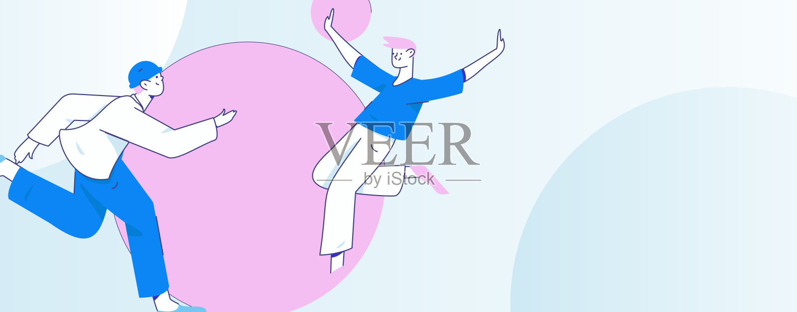 人们健康跑步的矢量插图，展示互联网操作插画图片素材