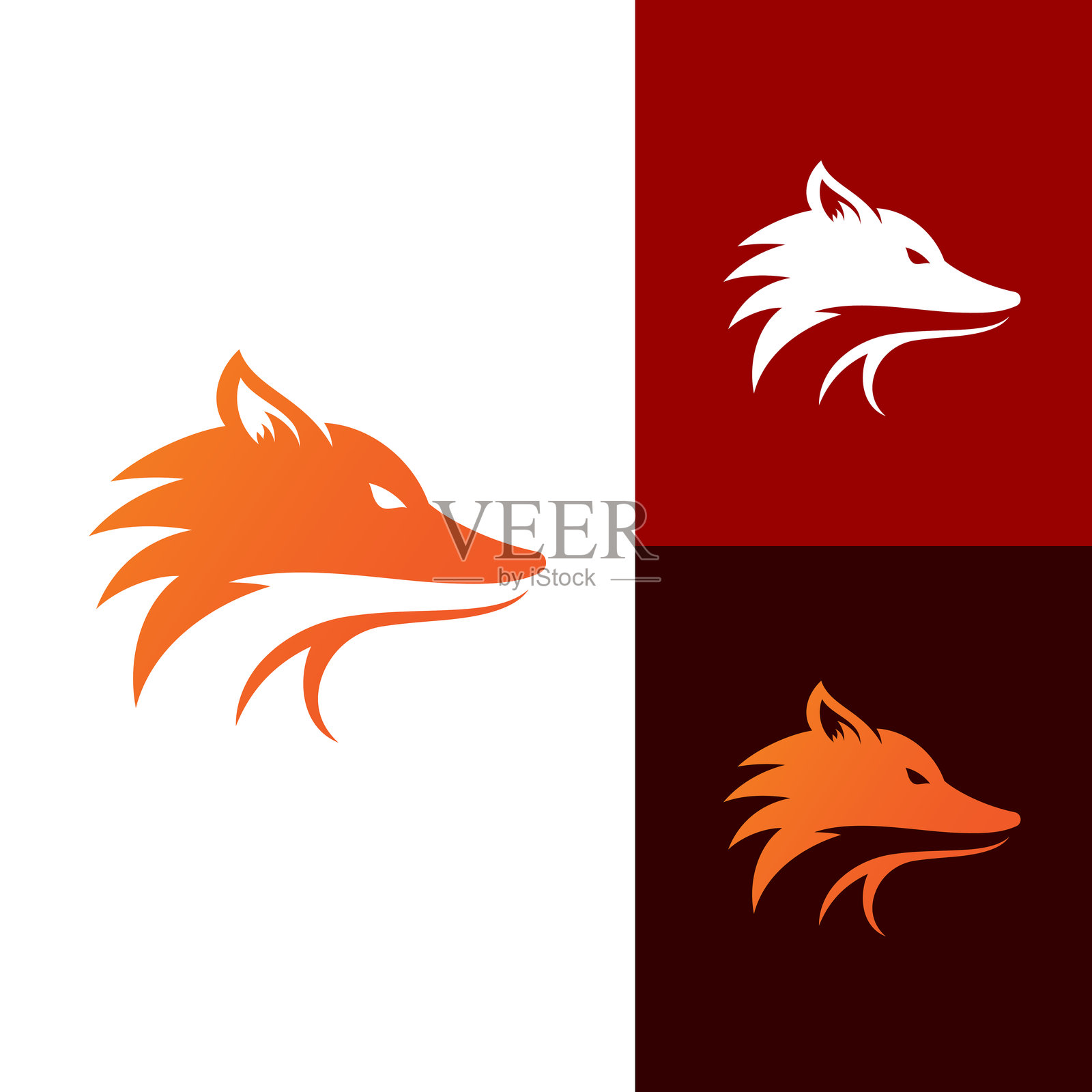 狐狸矢量插图剪影图标设计插画图片素材