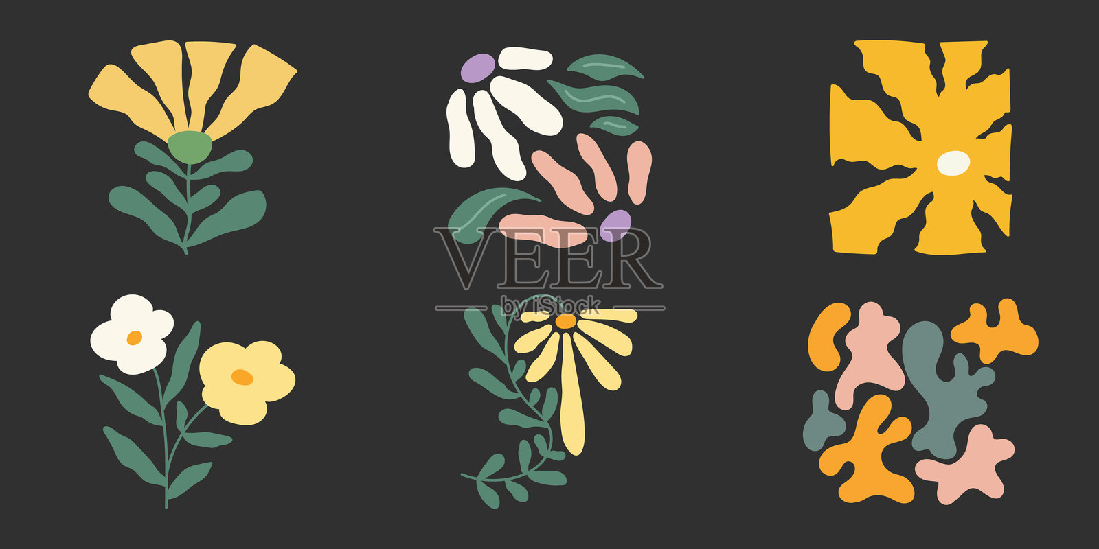 现代艺术花卉插图。插画图片素材