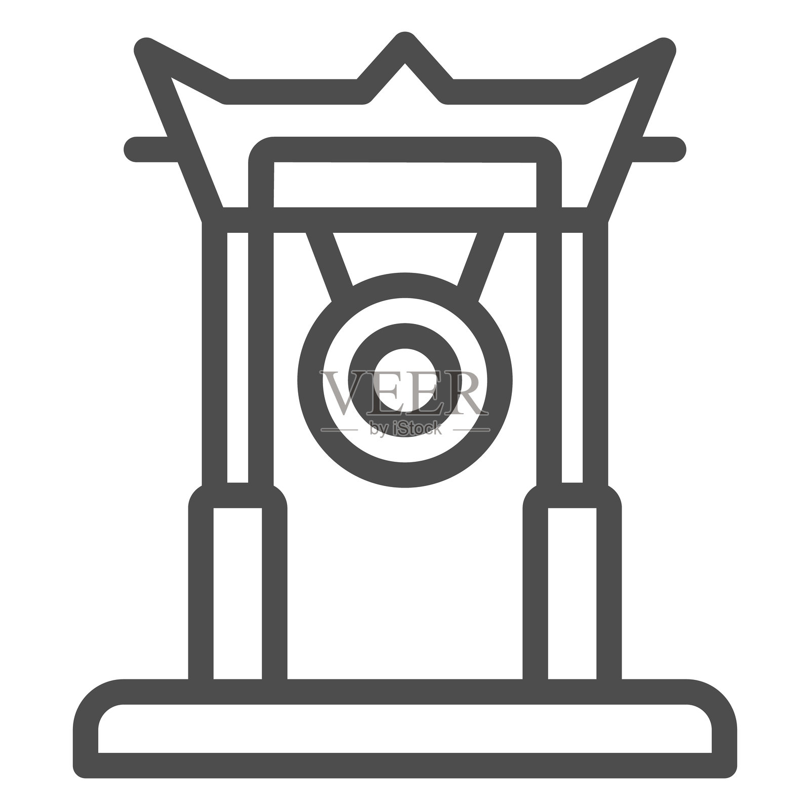 泰国锣塔线条图标，音乐器材概念。矢量图形。白色背景上的打击乐高帽标志，适用于移动或网页设计的轮廓风格图标。插画图片素材