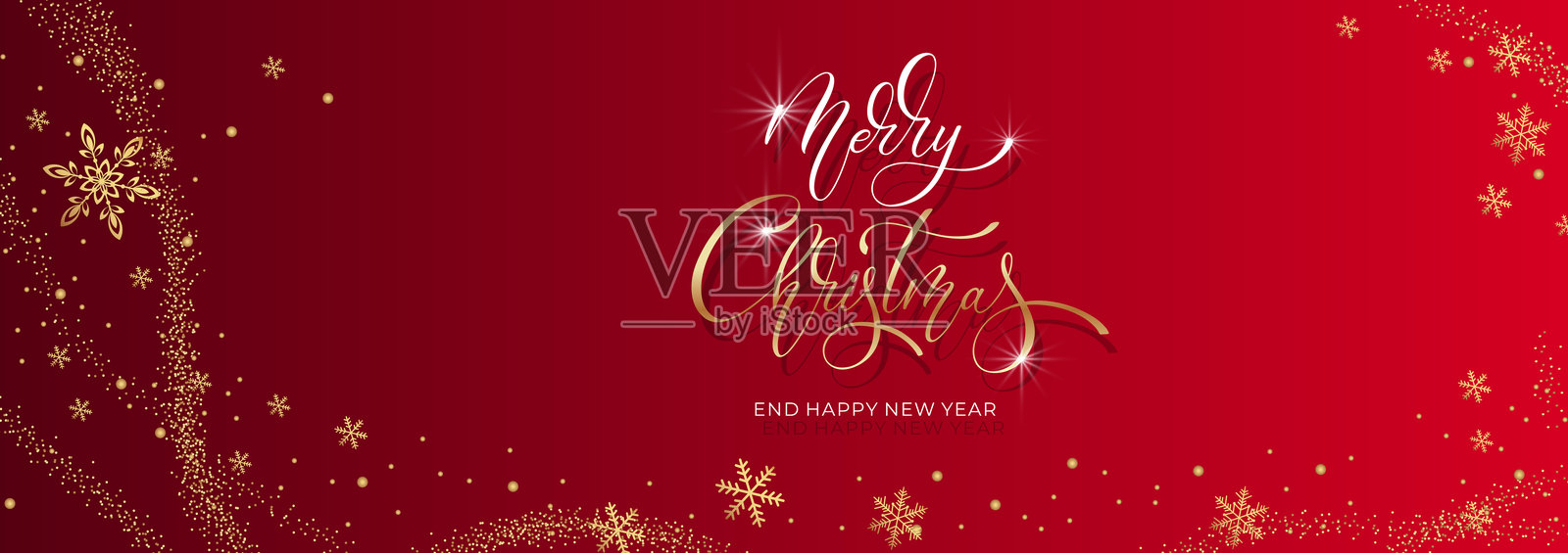 圣诞快乐和新年快乐的手写书法。节日插图元素。祝贺的排版元素。插画图片素材